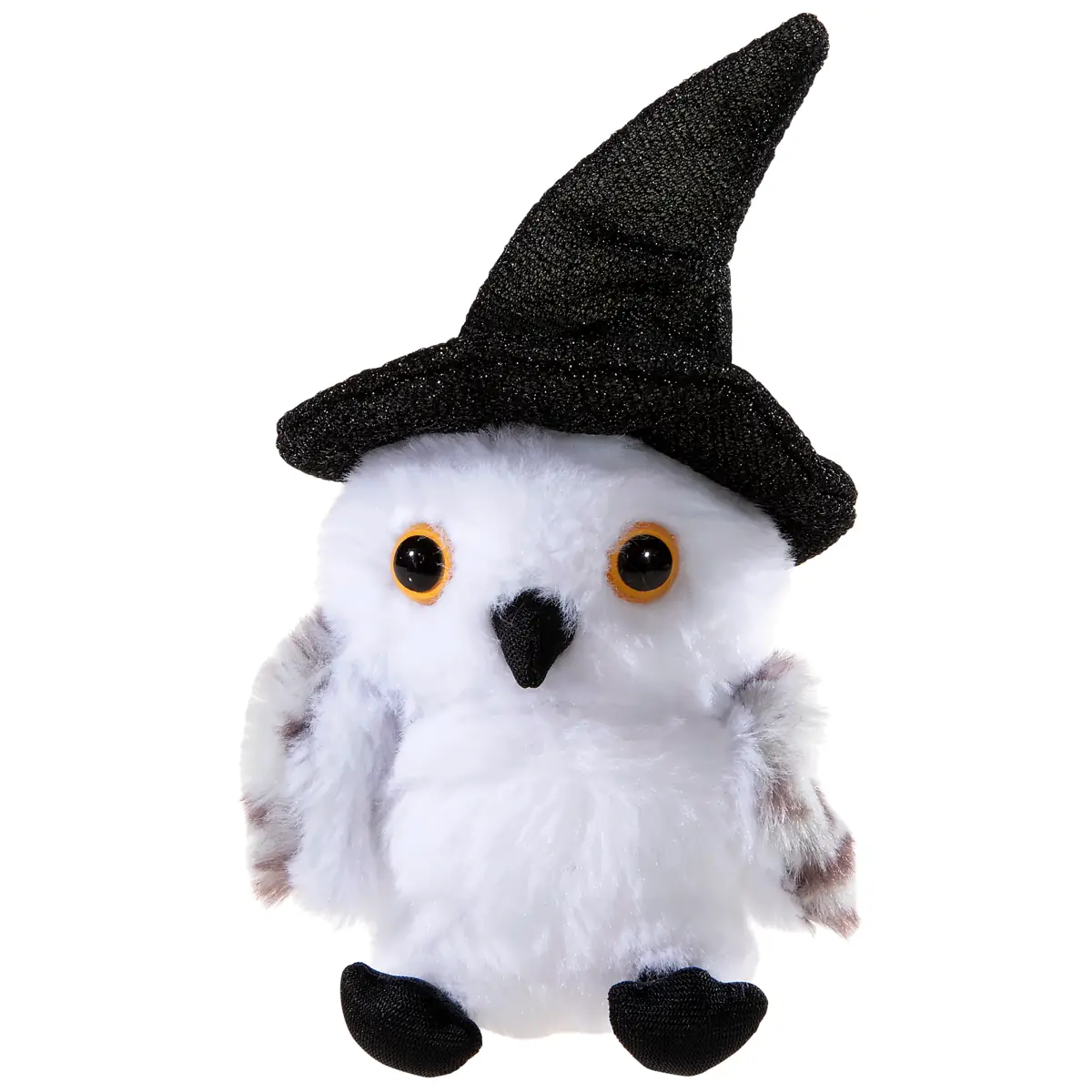 Halloween Plüscheule im Kürbis 16 cm von heunec – weiches Kuscheltier mit Schneeeule, Hexenhut, orangefarbenem Kürbis und liebevollen Details, ideal zum Kuscheln, Spielen und als Halloween-Dekoration. - nur Eule