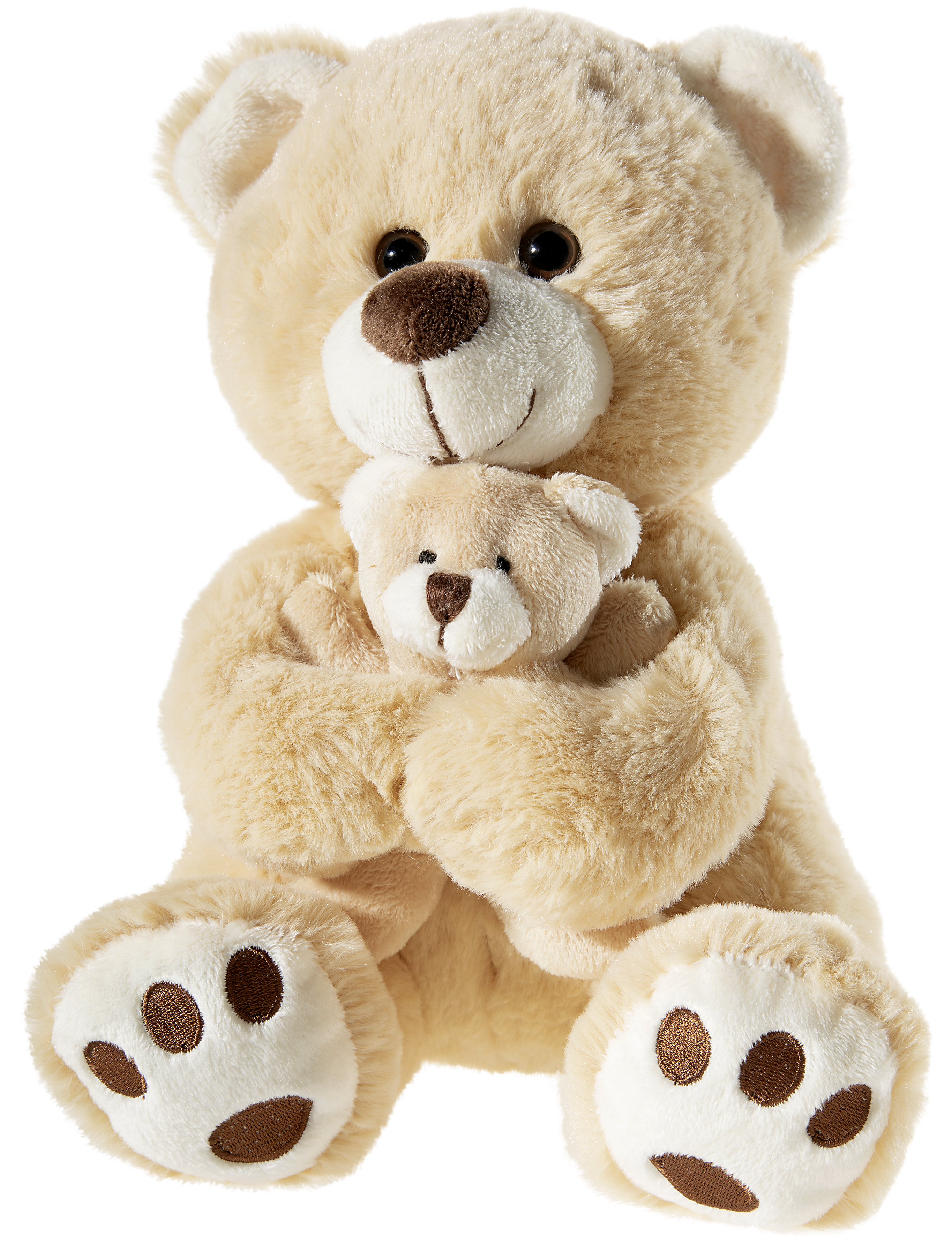 Misanimo Bär mit Baby in beige / hellbraun Teddy 25cm
