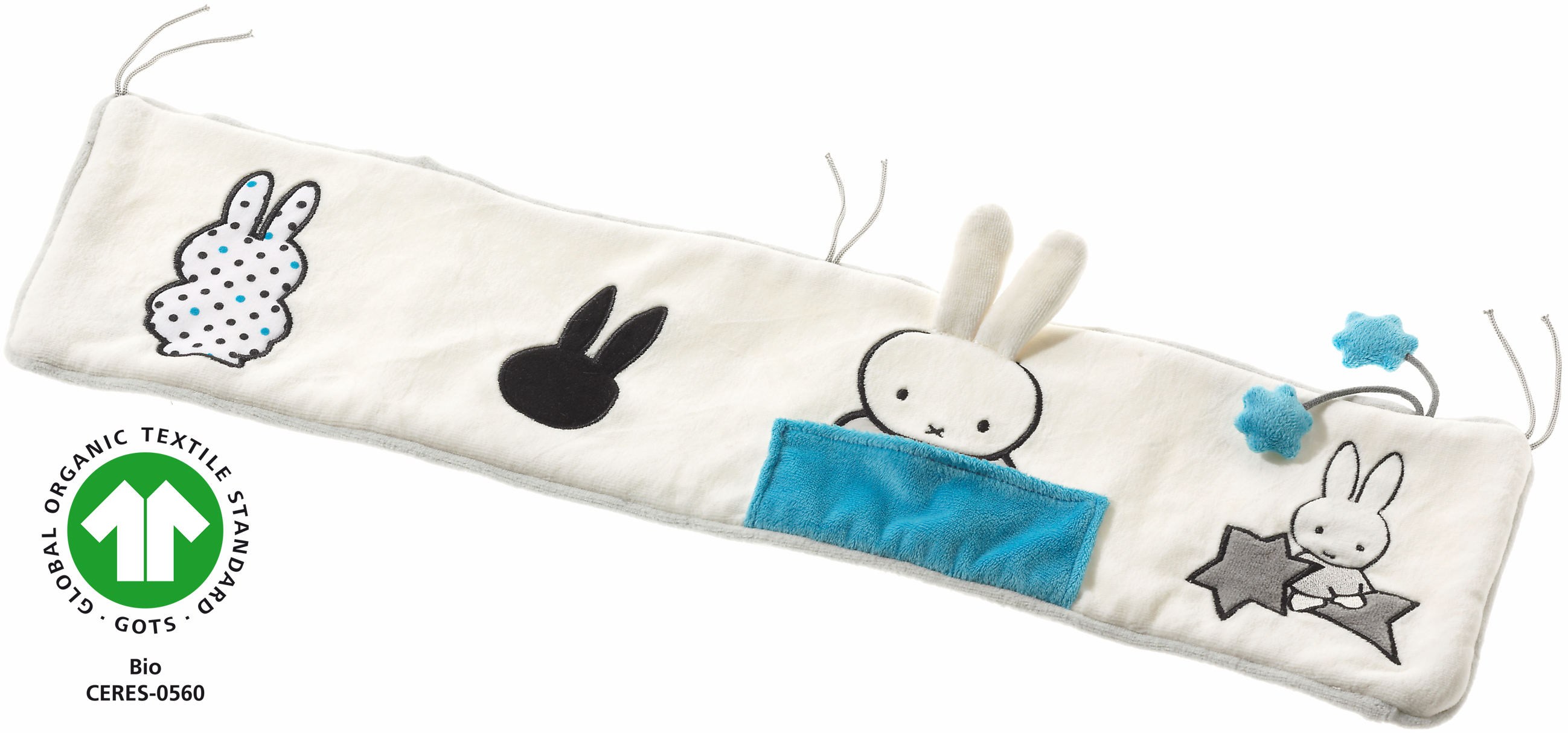 Heunec Miffy Leporello in grau-weiß-türkis und natürlich GOTS zertifiziert