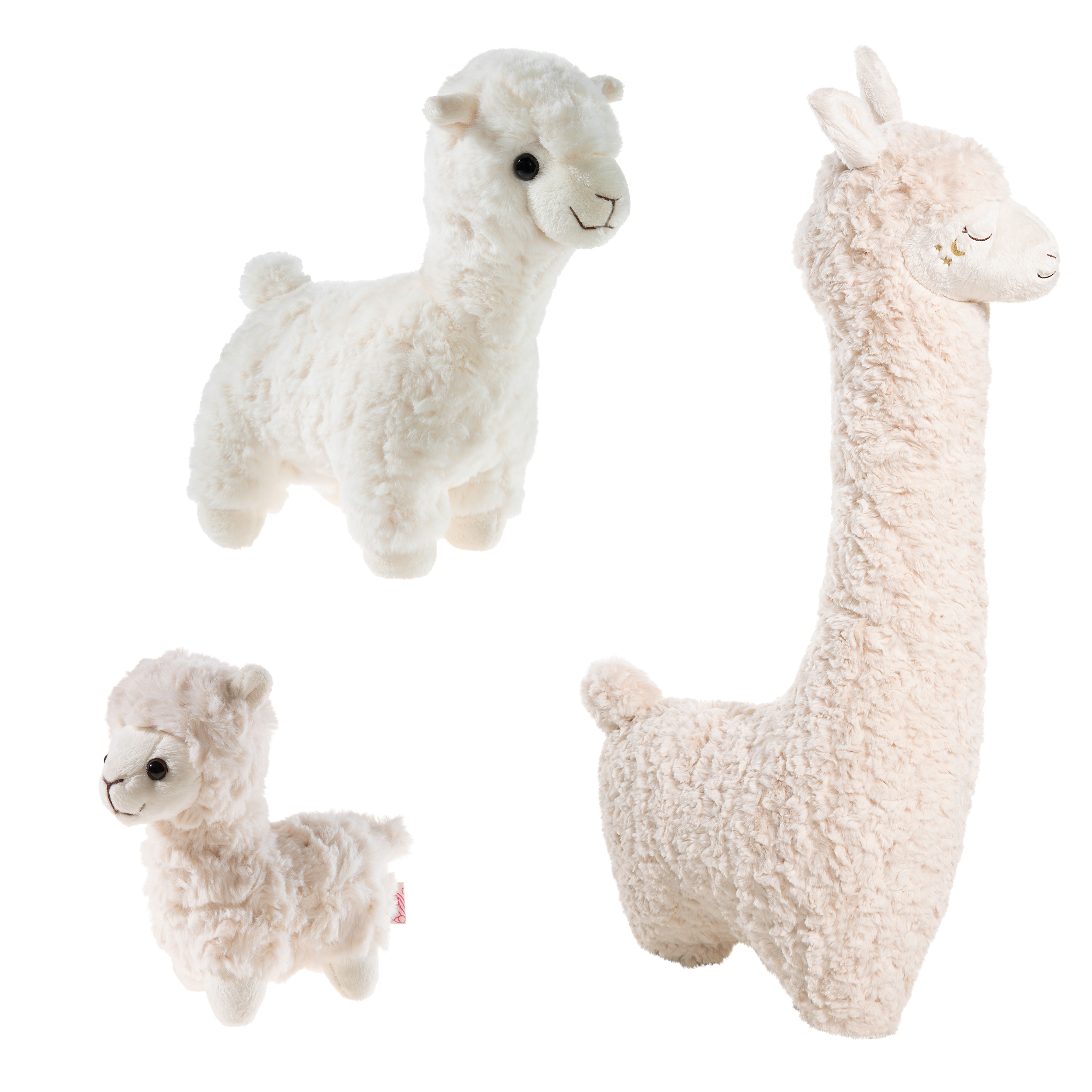 Lamas im Bundles als 3er Set - alle Lams sind in weißem Plüschfell und jeweils in anderen Größen.