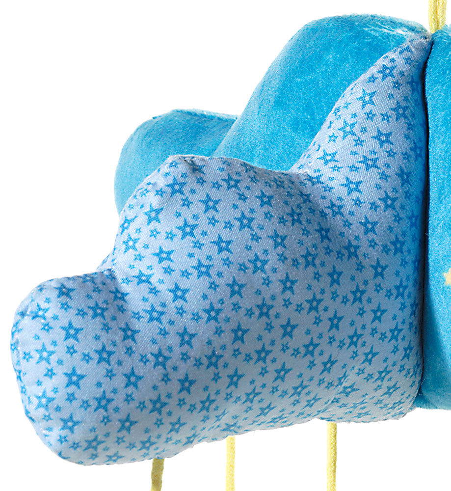 Sandmann_Mobile_25cm_658479_1_1 Heunec Sandmann Mobile in blau mit hängenden Sternen, Wolke und Rakete - Detailbild Wolke