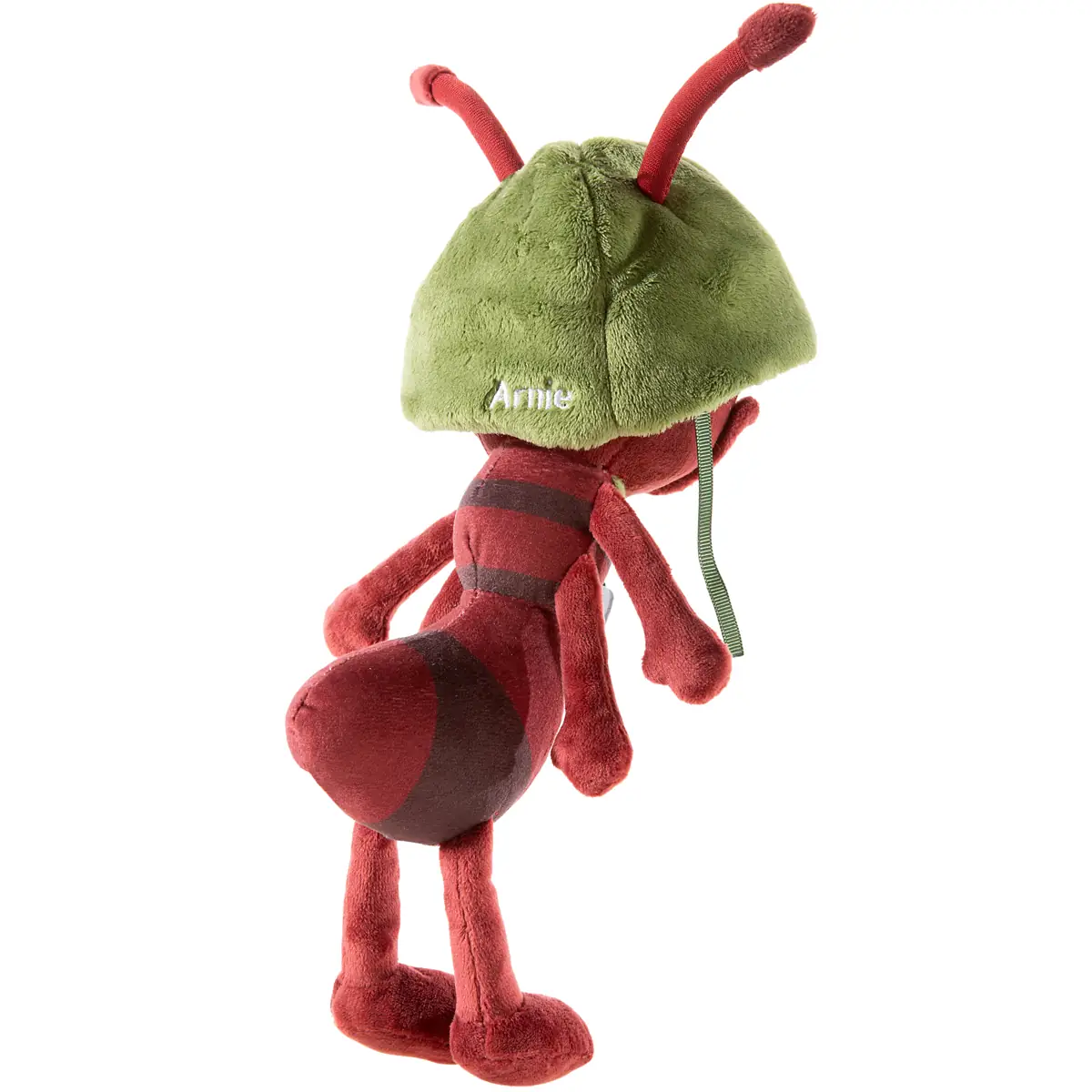 Ameise Arnie Plüschtier 25 cm von hinten mit grünem Hut und Namensstickerei