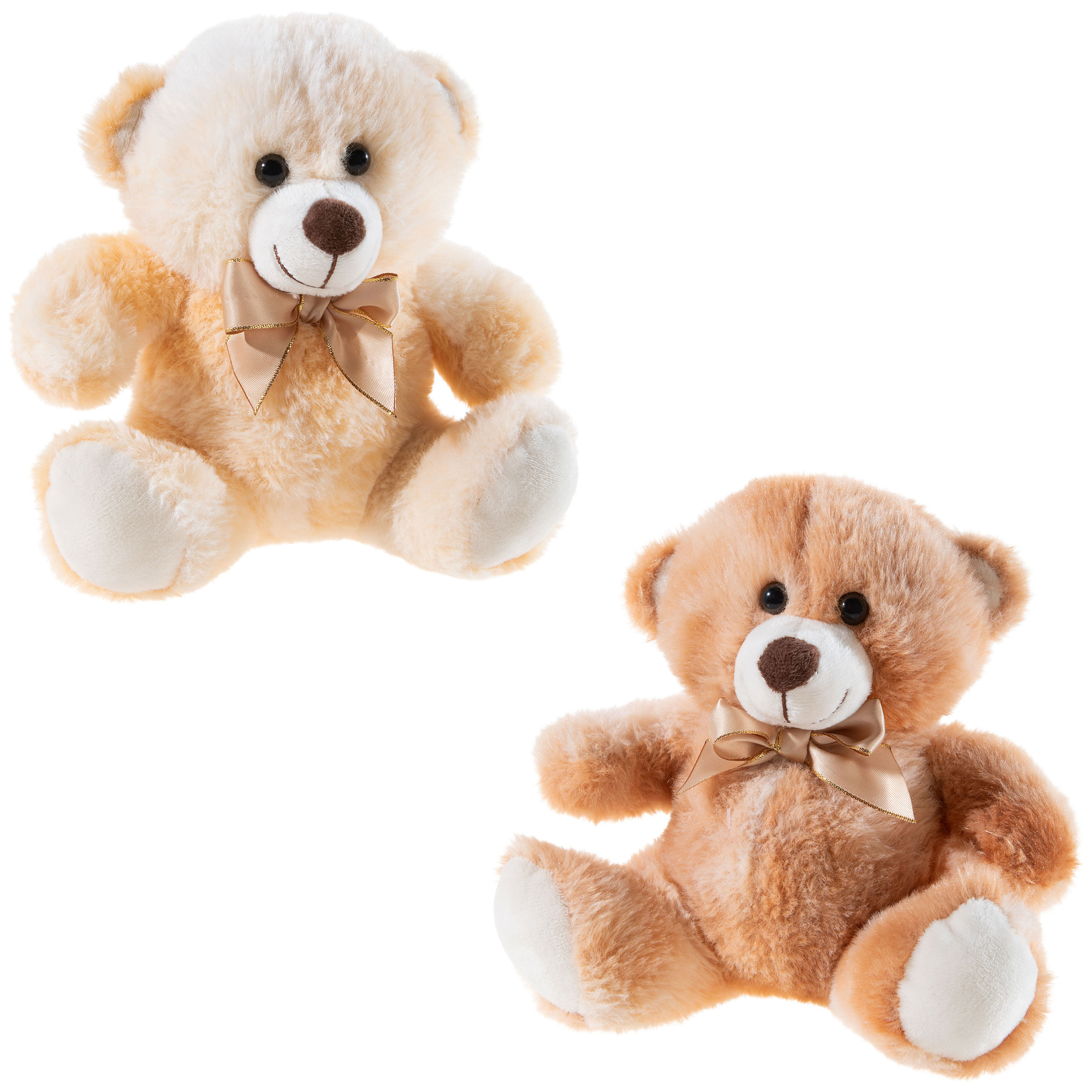 Bären in meliert braun und beige 20cm - in sitzender Position mit Schleife