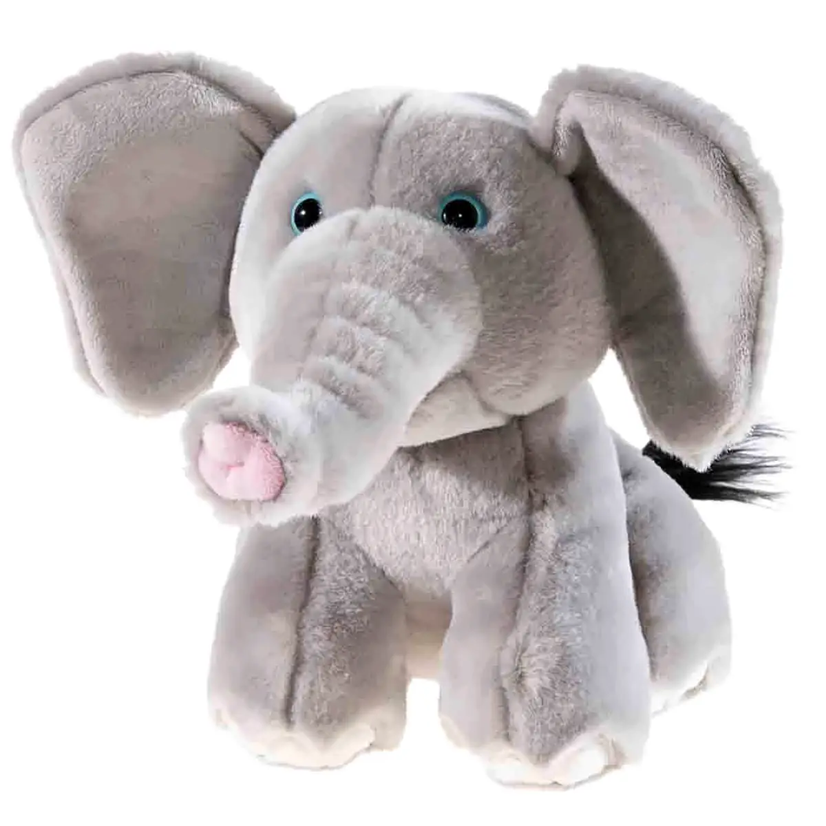 Heunec Elefant 25cm - Plüschtier Elefant  aus grauem Plüschfell in sitzender Position aus der bedrohte Tiere Serie