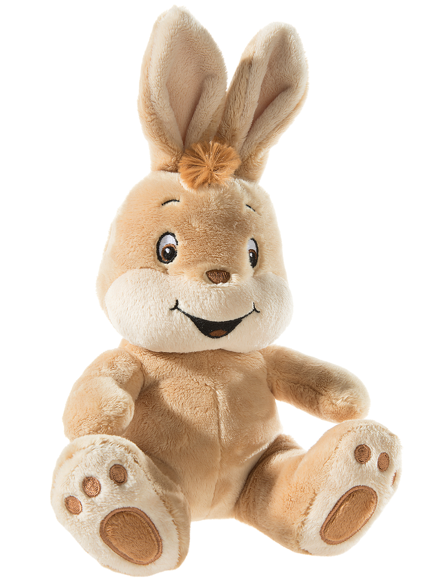 Weiches Plüschhase Kuscheltier, beige, mit lächelndem Gesicht und großen Ohren, ideal zum Kuscheln