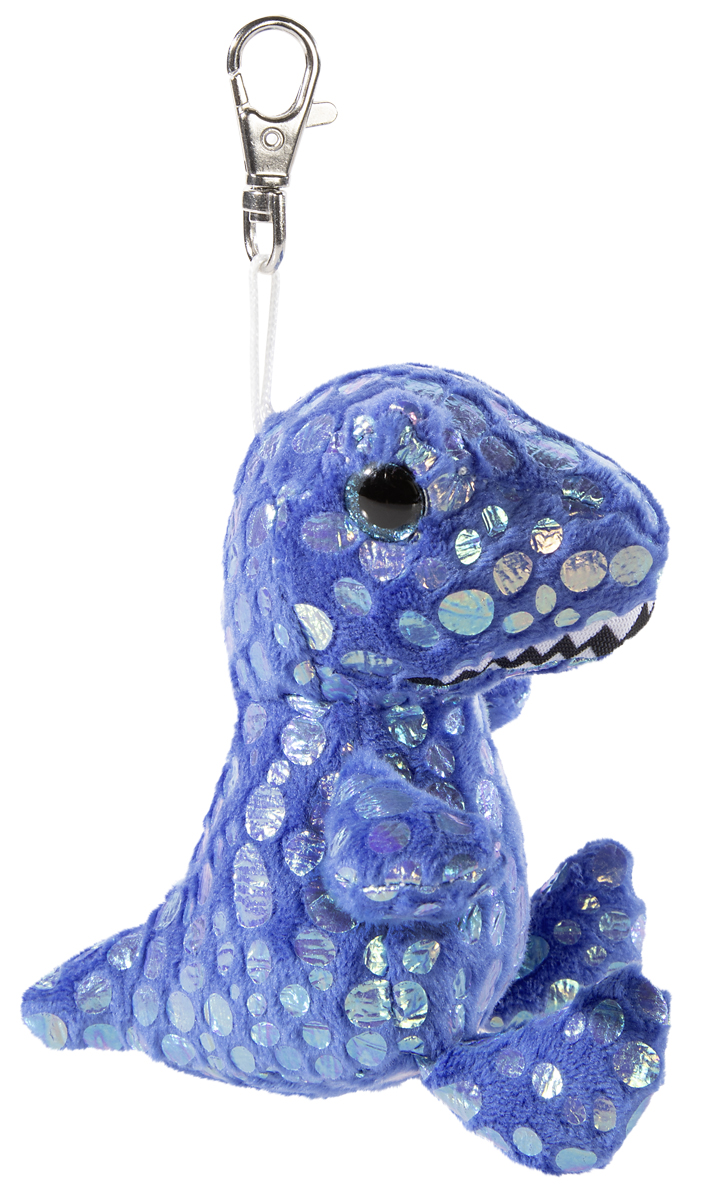 Blauer Dinosaurier-Schlüsselanhänger mit Glitzereffekt und Metallclip