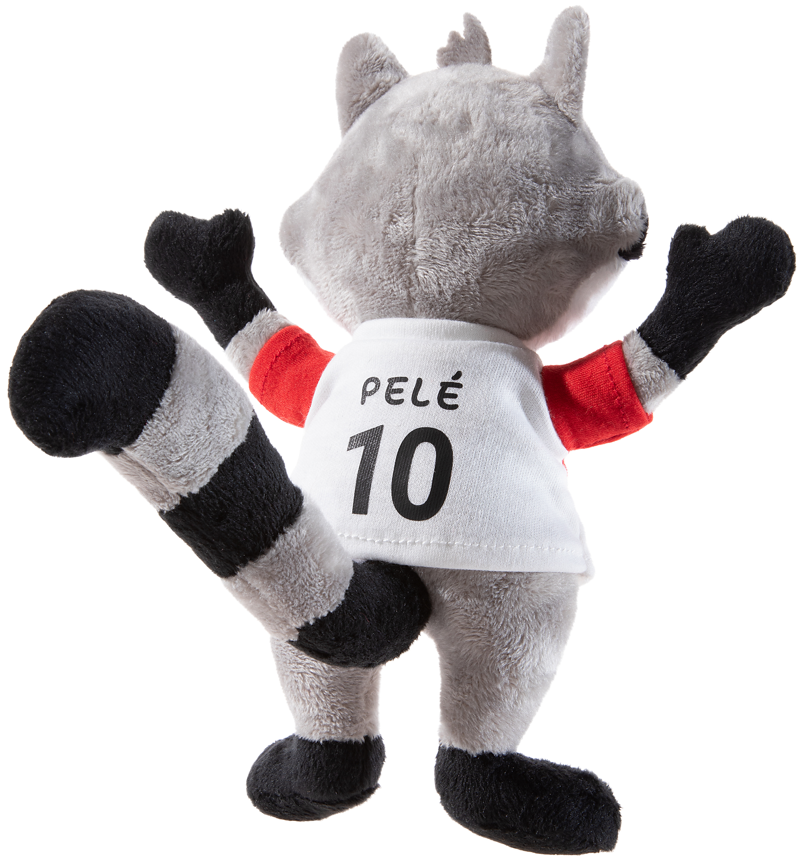 Kuscheltier von hinten mit einem Trikot der Nummer 10 und dem Namen Pelé