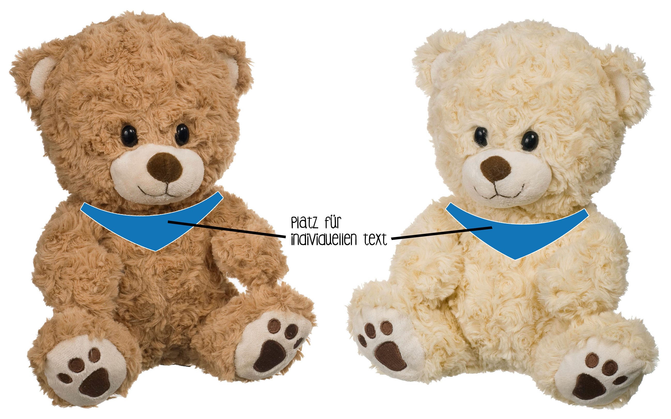 Bär beige & hellbraun mit Stickerei 24cm Bär beige & hellbraun mit Stickerei 24cm - Plüschbären aus Curly-Plüsch