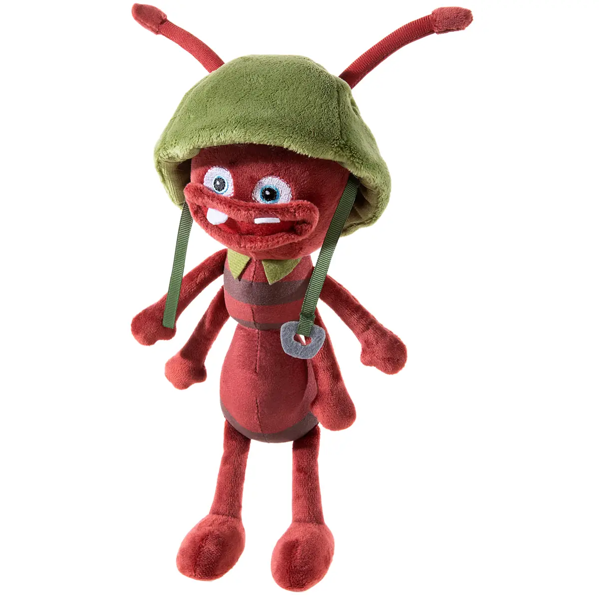 Ameise Arnie Kuscheltier 25 cm von vorne mit grünem Hut und gesticktem Gesicht