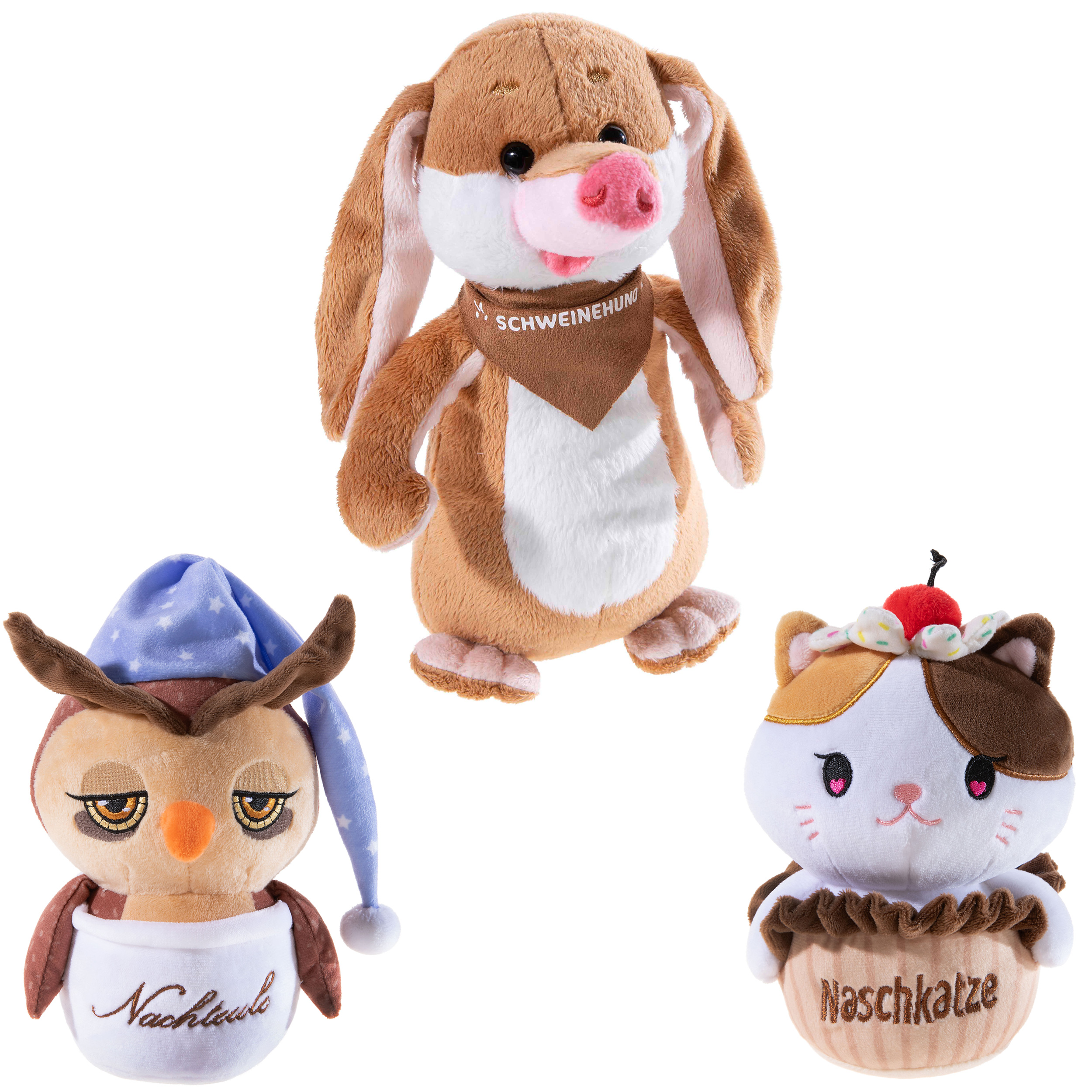 CharakTiere im Bundle - als 3er Set: Naschkatze, Nachteule und der Innere Schweinehund.