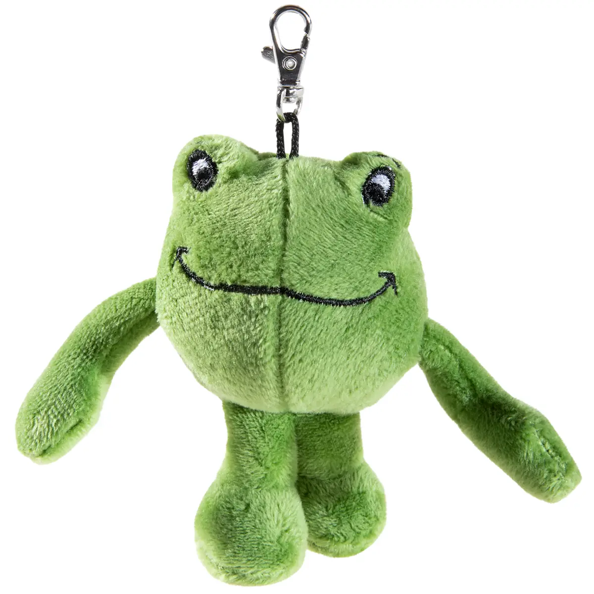 Schlüsselanhänger Günter Kastenfrosch Janosch- aus grünfarbigem Plüsch mit gesticktem, freundlichen Gesicht.