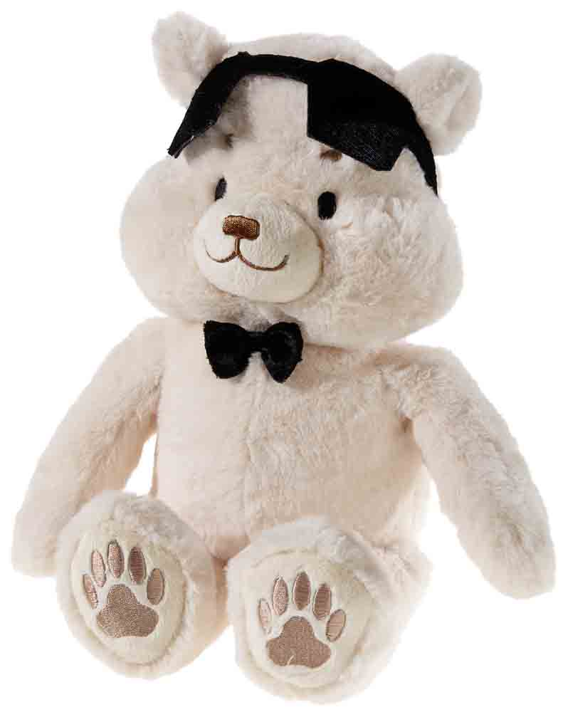 Agentenbärin Mrs. Even Cooler 36cm Heunec Agentenbärin Mrs. Even Cooler 36cm - Plüschbär aus beigem Plüschstoff mit schwarzer Fliege und Brille