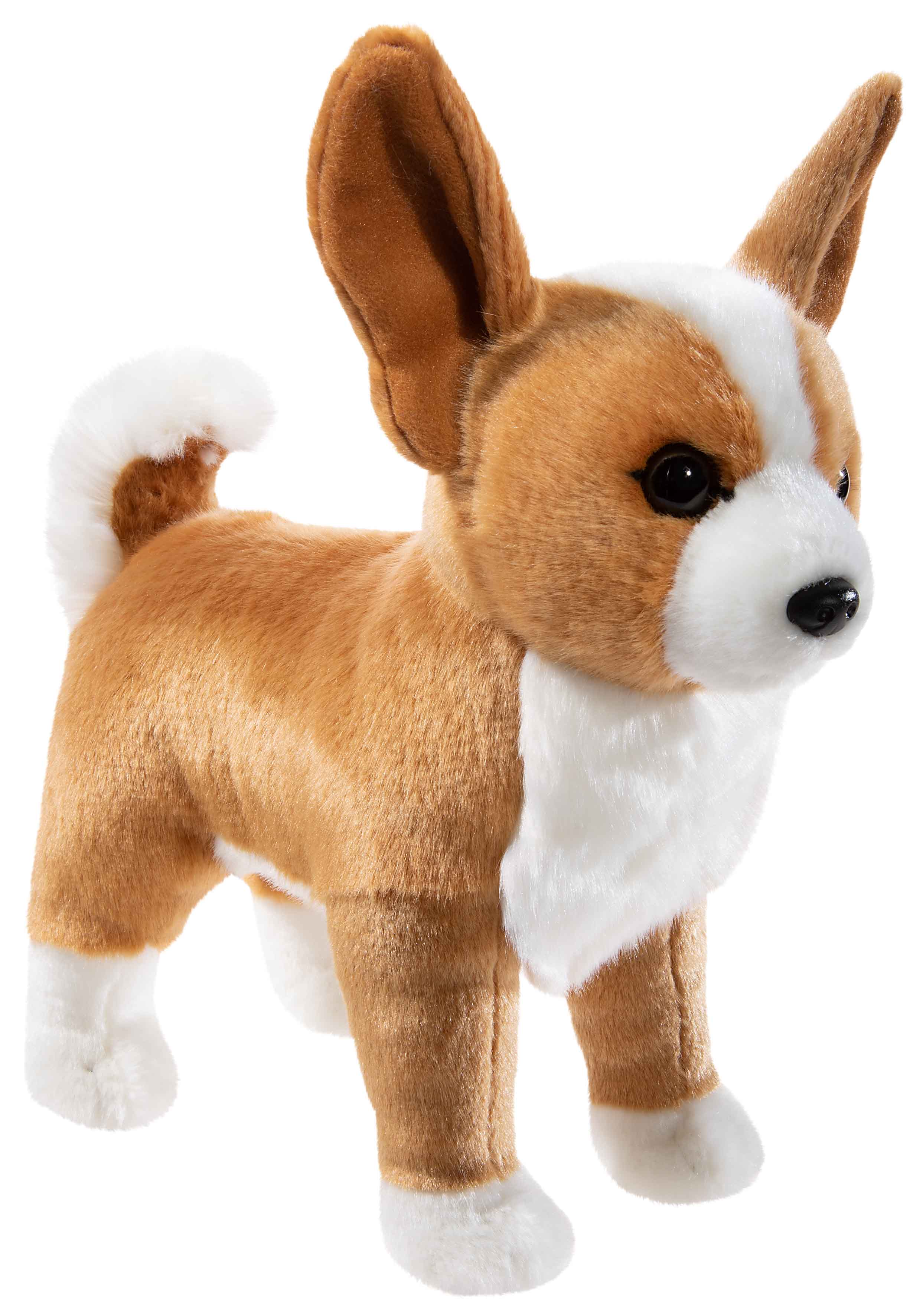 Heunec Hund Chihuahua 25cm - Plüsch-Hund in stehender Position aus braun-weißem Plüsch als Chihuahua Rasse