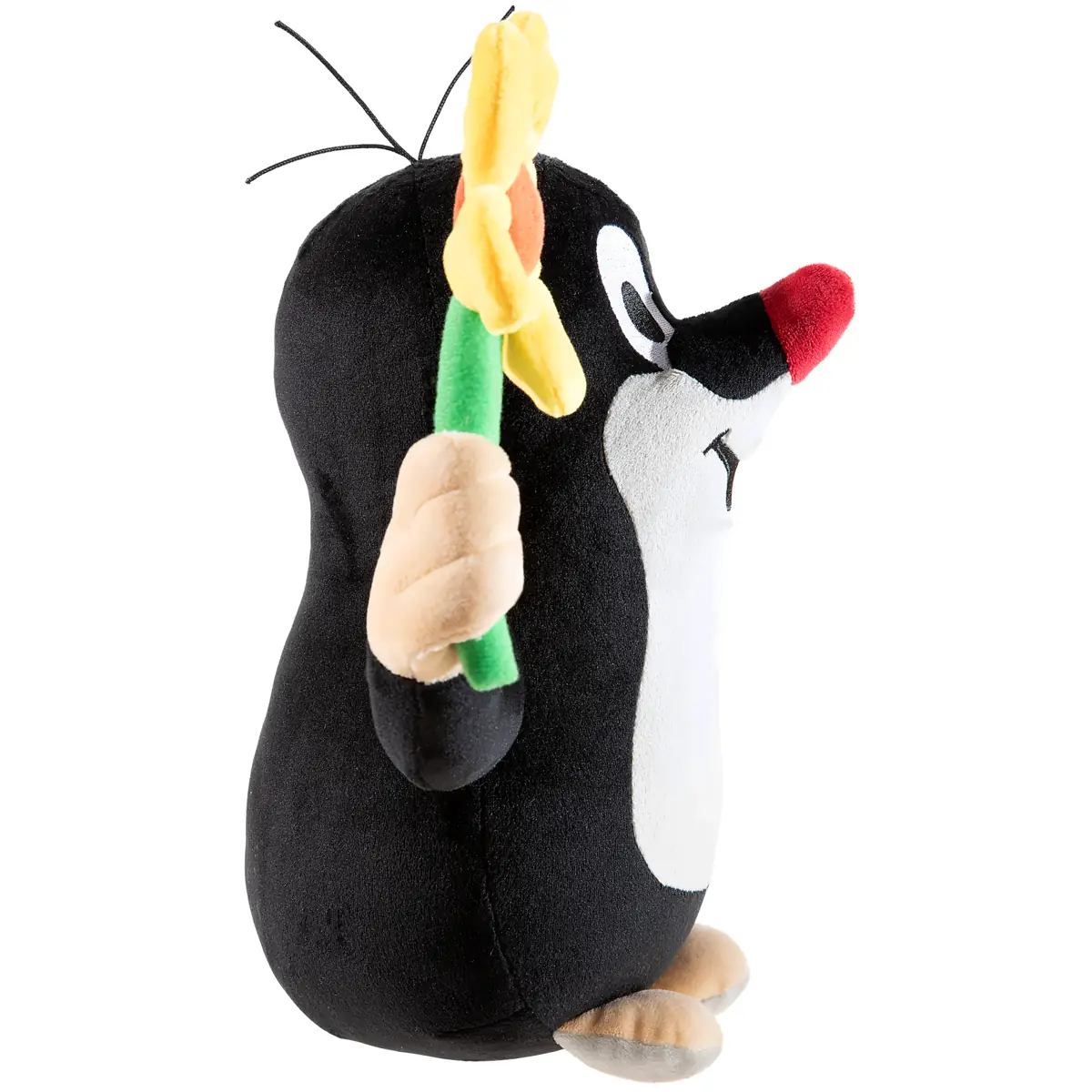 Der kleine Maulwurf Kuscheltier mit Blume in 16 cm - Seitenansicht