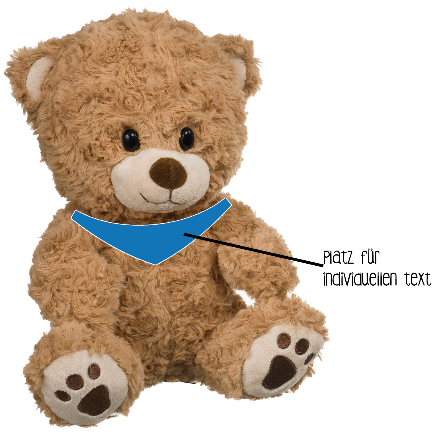 Bär hellbraun mit Stickerei 24cm Bär hellbraun mit Stickerei 24cm - Plüschbären aus Curly-Plüsch