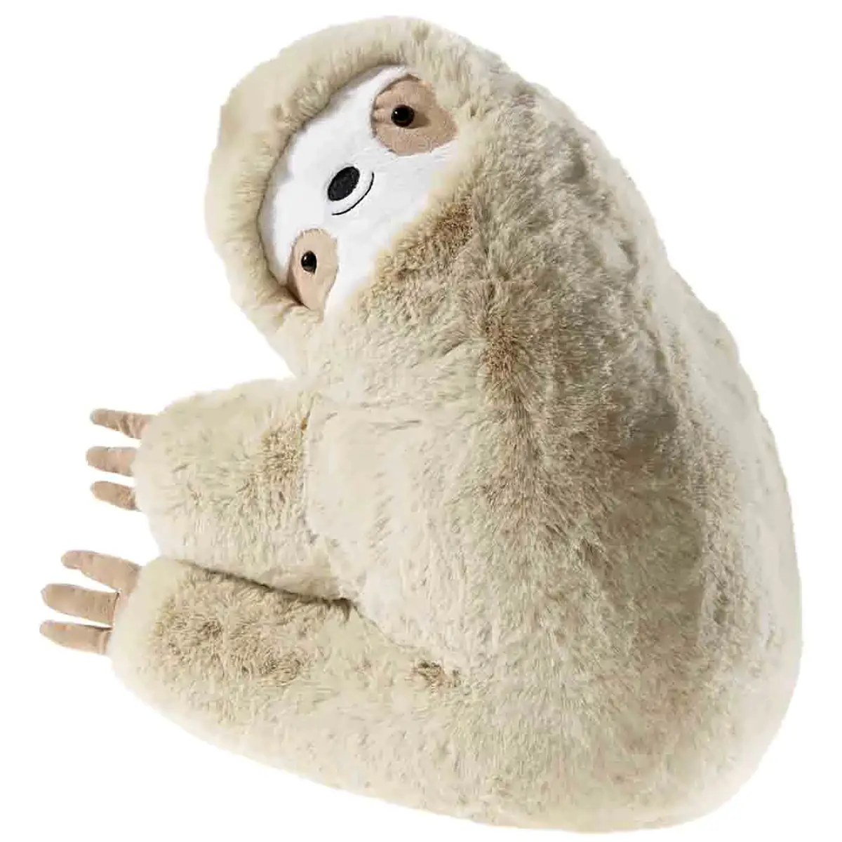 Faultier Türstopper Beige 50 cm mit geneigtem Kopf, hellem Gesicht und braunen Augenpartien in schräger Ansicht