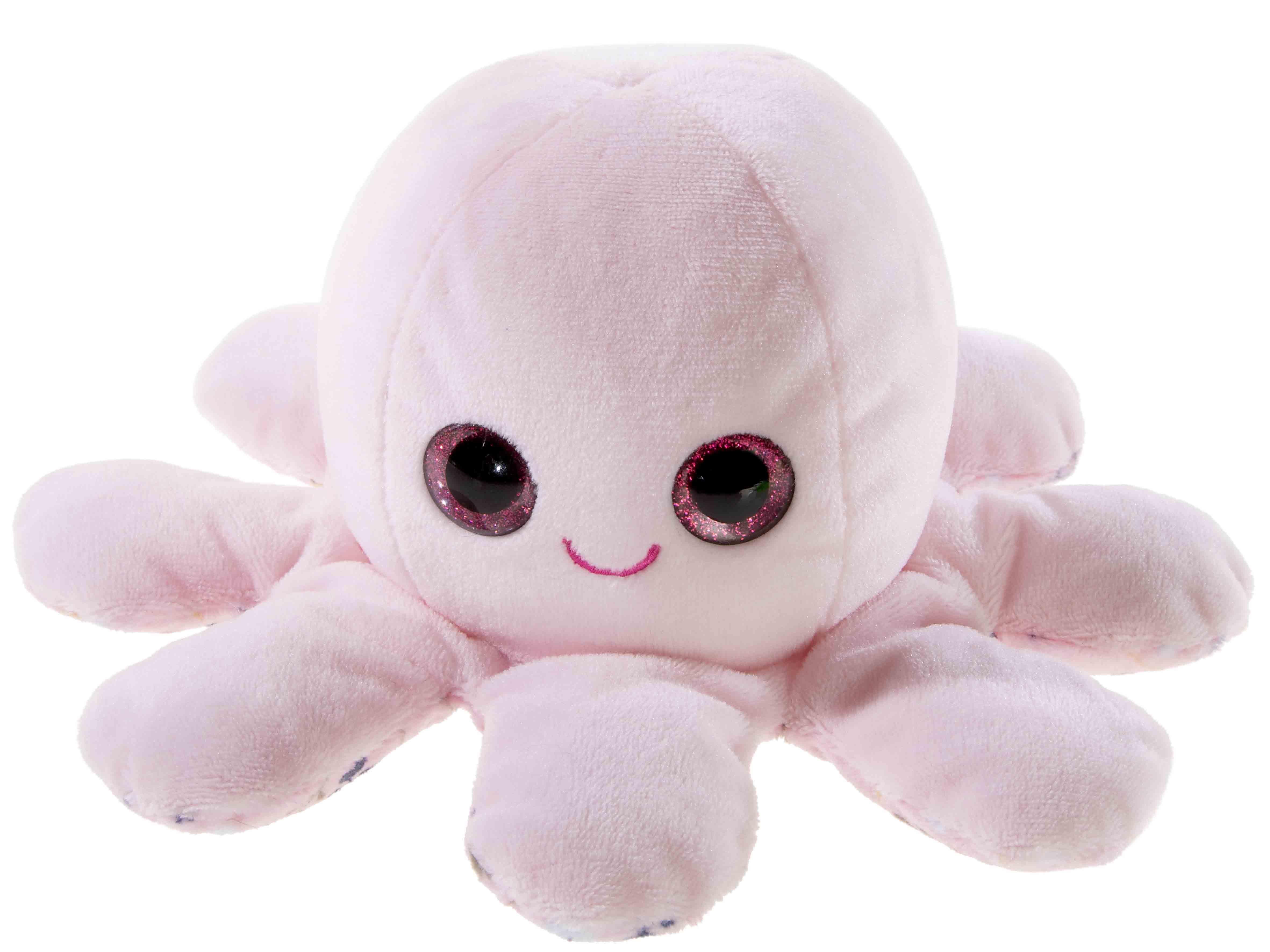 Rosa Plüsch-Oktopus mit niedlichem Gesicht und großen Augen Süßer rosa Plüsch-Oktopus, perfekt zum Kuscheln und Spielen