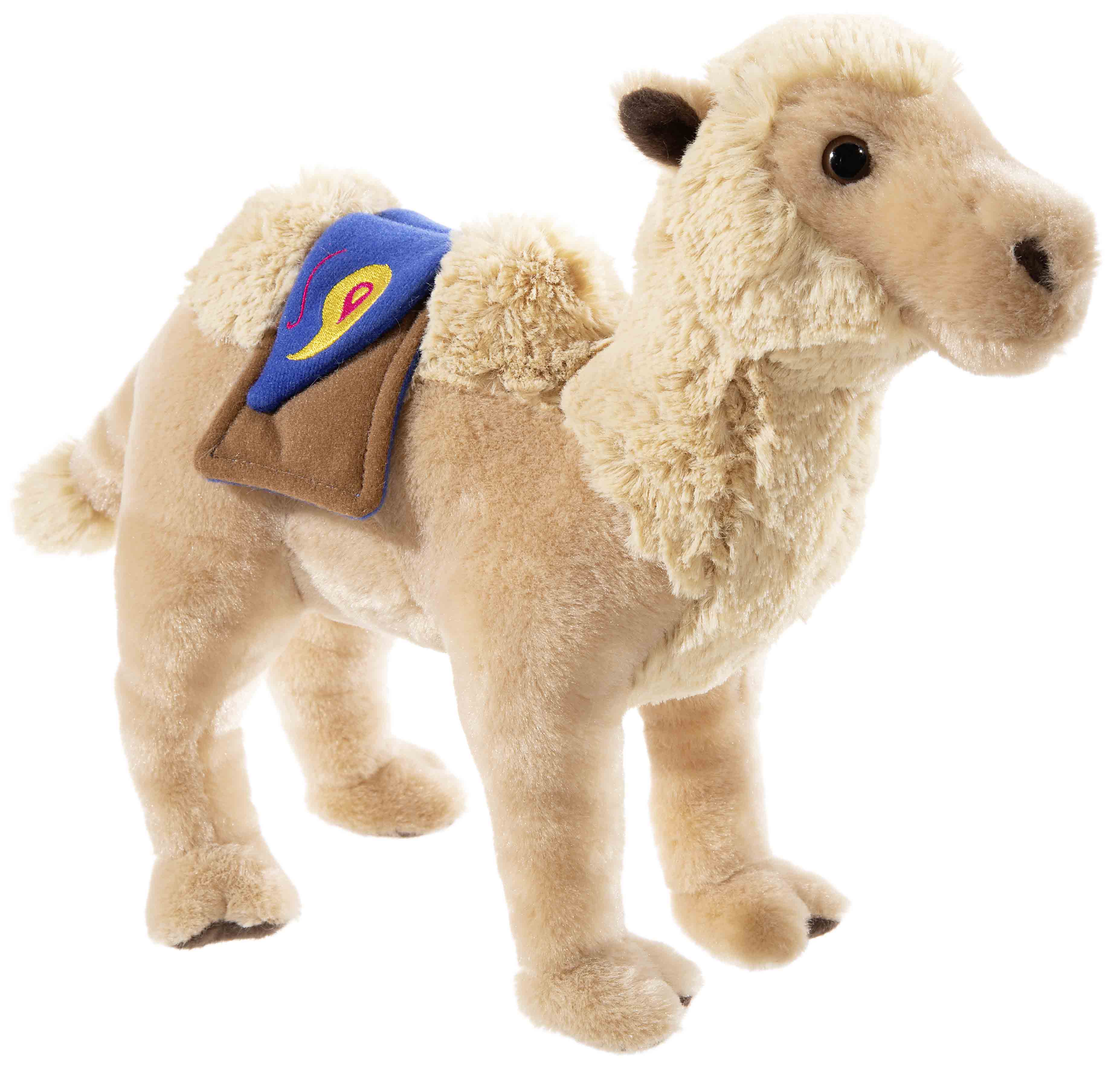 Kuscheliges Stoffkamel mit Sattel - Perfektes Plüschtier für Kinder Kuscheliges Stoffkamel mit blauem Sattel und weichem Fell, ideal für Kinder zum Spielen und Kuscheln