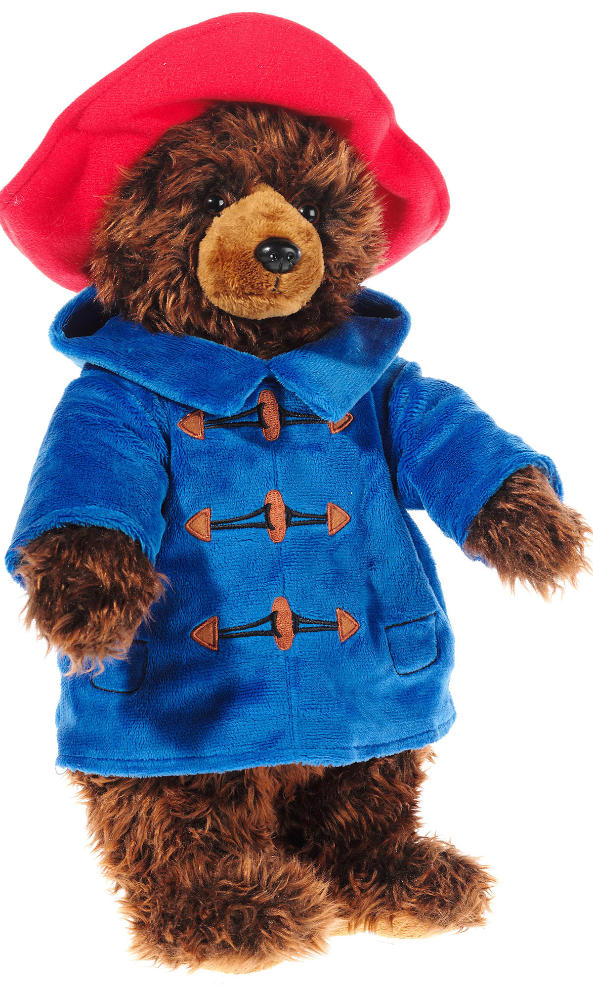 Heunec Paddington Bär mit seinem roten Hut und blauem Mantel in der 40cm Ausführung