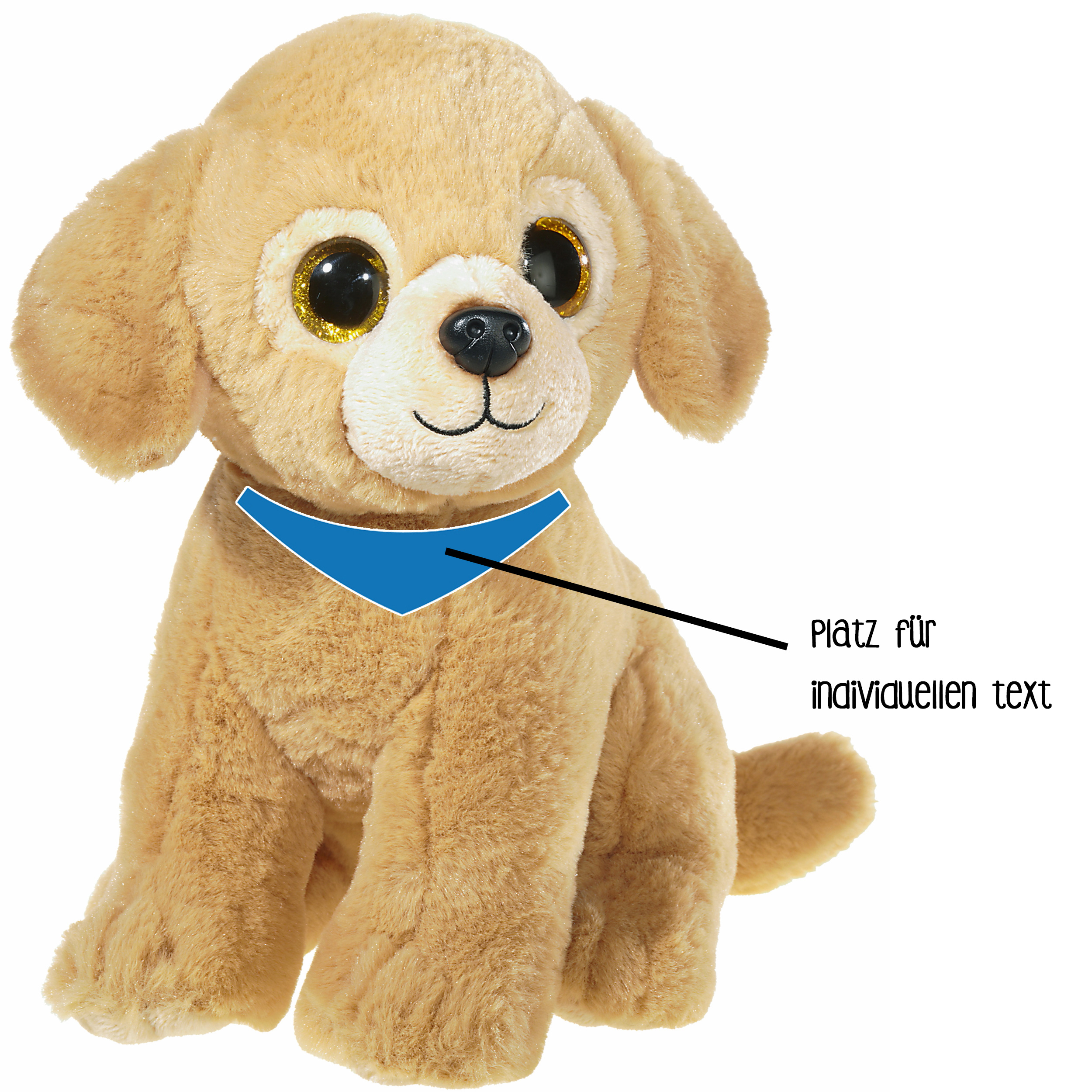 Süßer Plüschhund in Beige, 27 x 9 cm, mit Auswahl an Stofffarben Plüschhund in Beige, 27 x 9 cm, präsentiert mit verschiedenen Stofffarben zur Auswahl