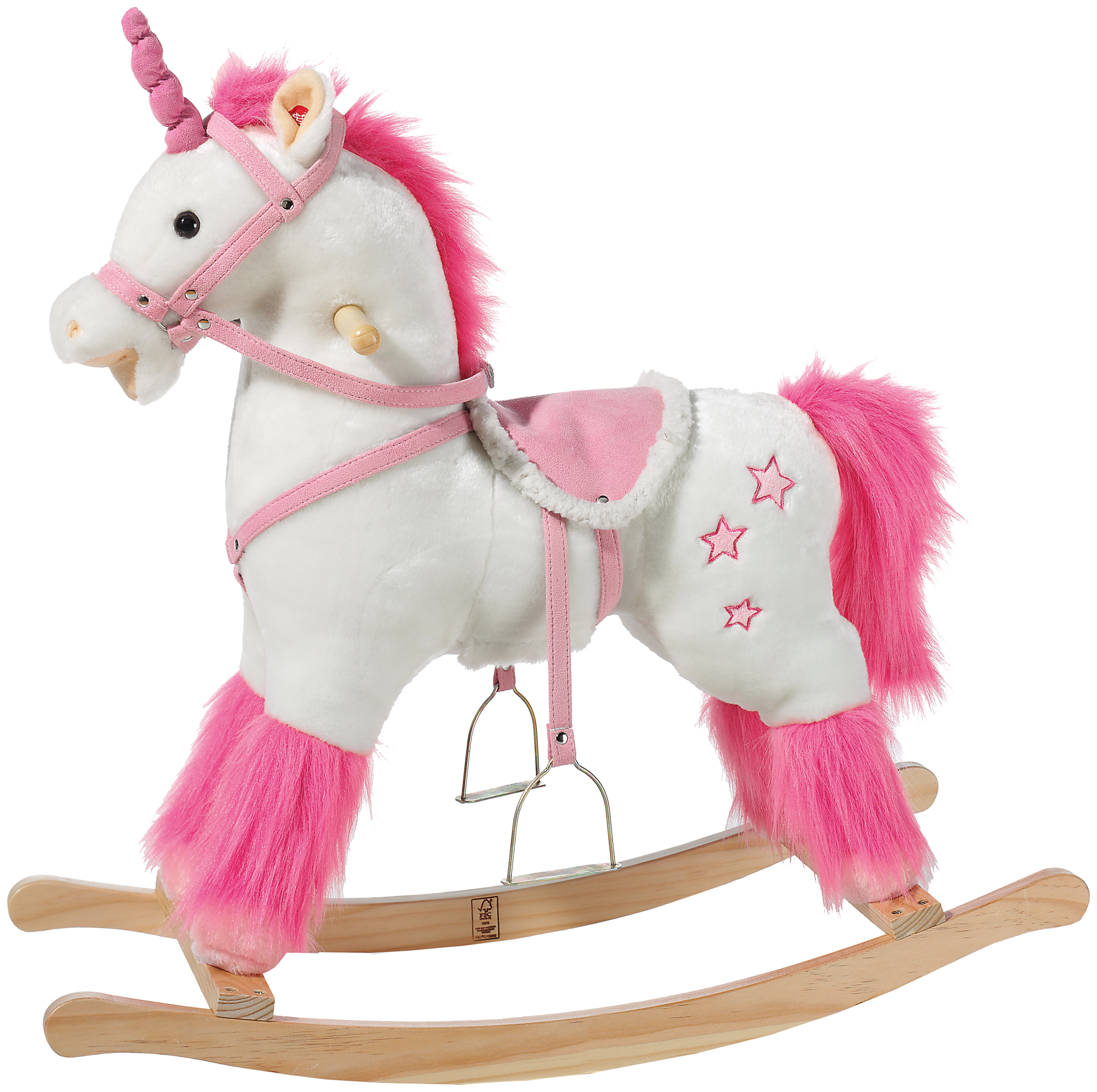 Heunec Schaukeltier als Einhorn mit Stimme in weiß - pink in der Größe 74cm