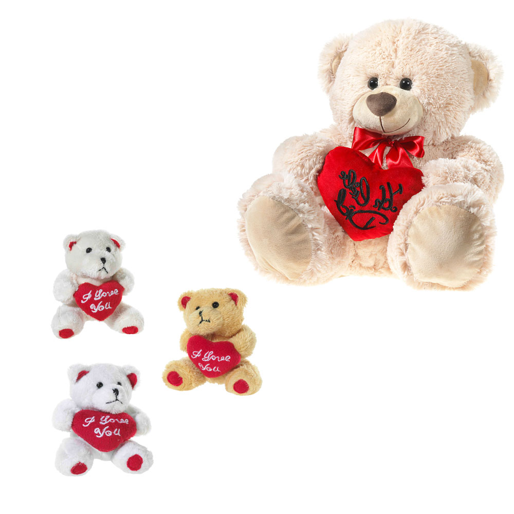 Valentin Set Bär mit Schleife und 3 kleine Bären mit Herz