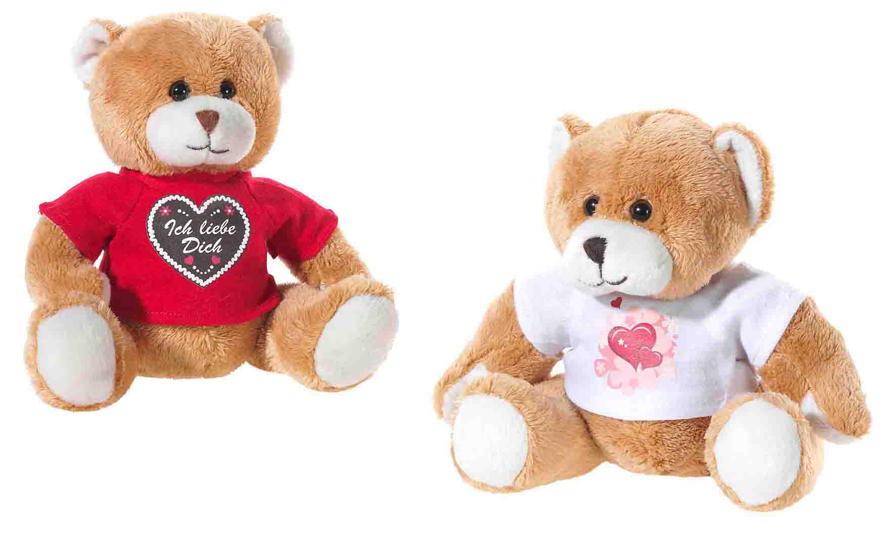 Heunec Bär mit Herz T-Shirt in weiß oder rot in 15cm 