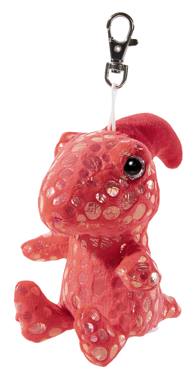 Rote Plüsch-Lizard-Figur mit Schuppenmuster und Clip zum Befestigen