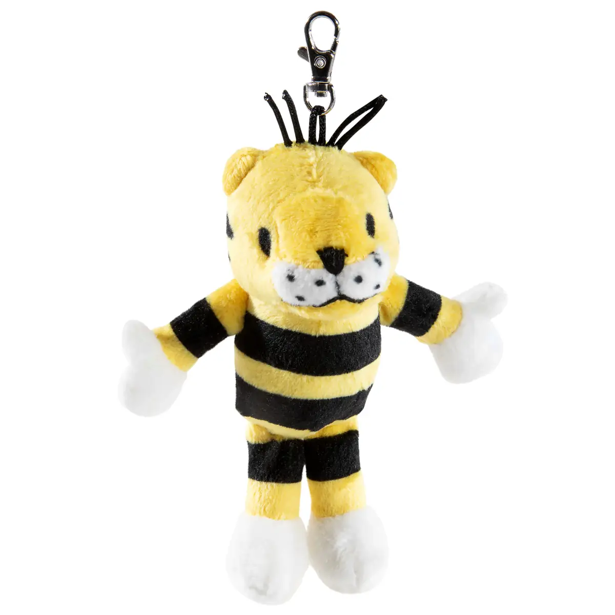 Tiger Janosch Schlüsselanhänger - aus gelb - schwarz gestreiftem Plüsch in 12 cm Ausführung.