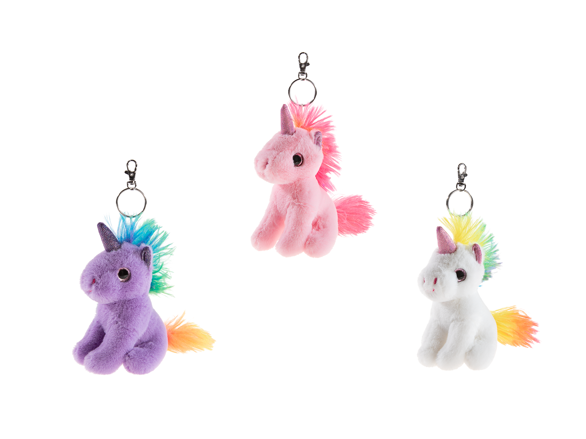 Einhorn Schlüsselanhänger 8cm rosa weiß lila Heunec Einhorn Schlüsselanhänger 8cm - Plüsch Einhorn in weiß, lila und rosa als Schlüsselanhänger