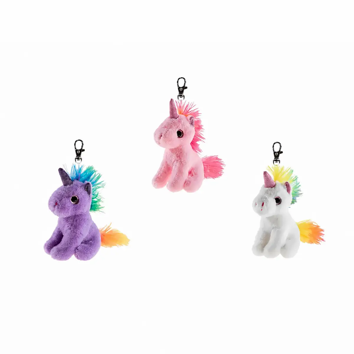 Heunec Einhorn Schlüsselanhänger 8cm - Plüsch Einhorn in weiß, lila und rosa als Schlüsselanhänger