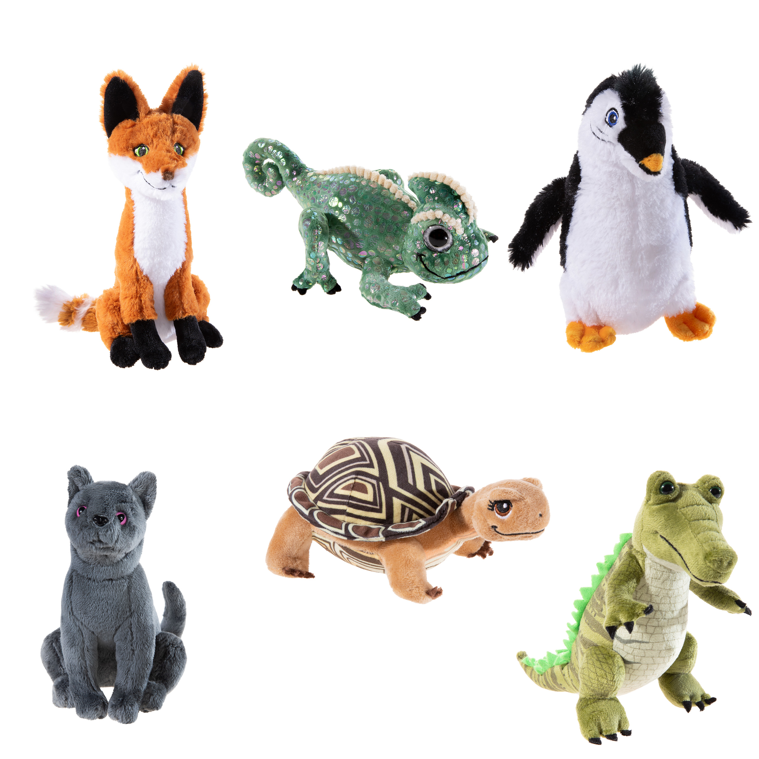 Die Schule der magischen Tiere Plüschset Die Schule der magischen Tiere Plüschset bestehend aus: Rabatt - der schlaue Fuchs, Rick - das schüchterne Krokodil, Caspar - das treue Chamäleon, Juri - Der abenteuerlustige Pinguin, Henrietta - die charmante Schildkröte, Karajan - der elegante Kater.