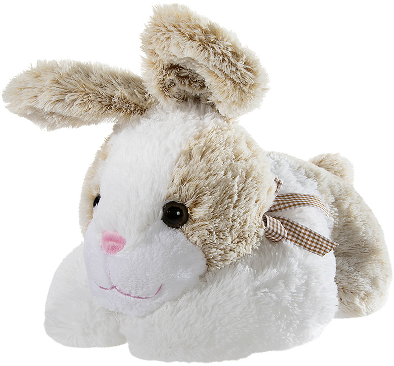Hase_liegend_weiss-braun_40cm_820777 Heunec liegendes, weiß-braunes Häschen in 40cm Größe