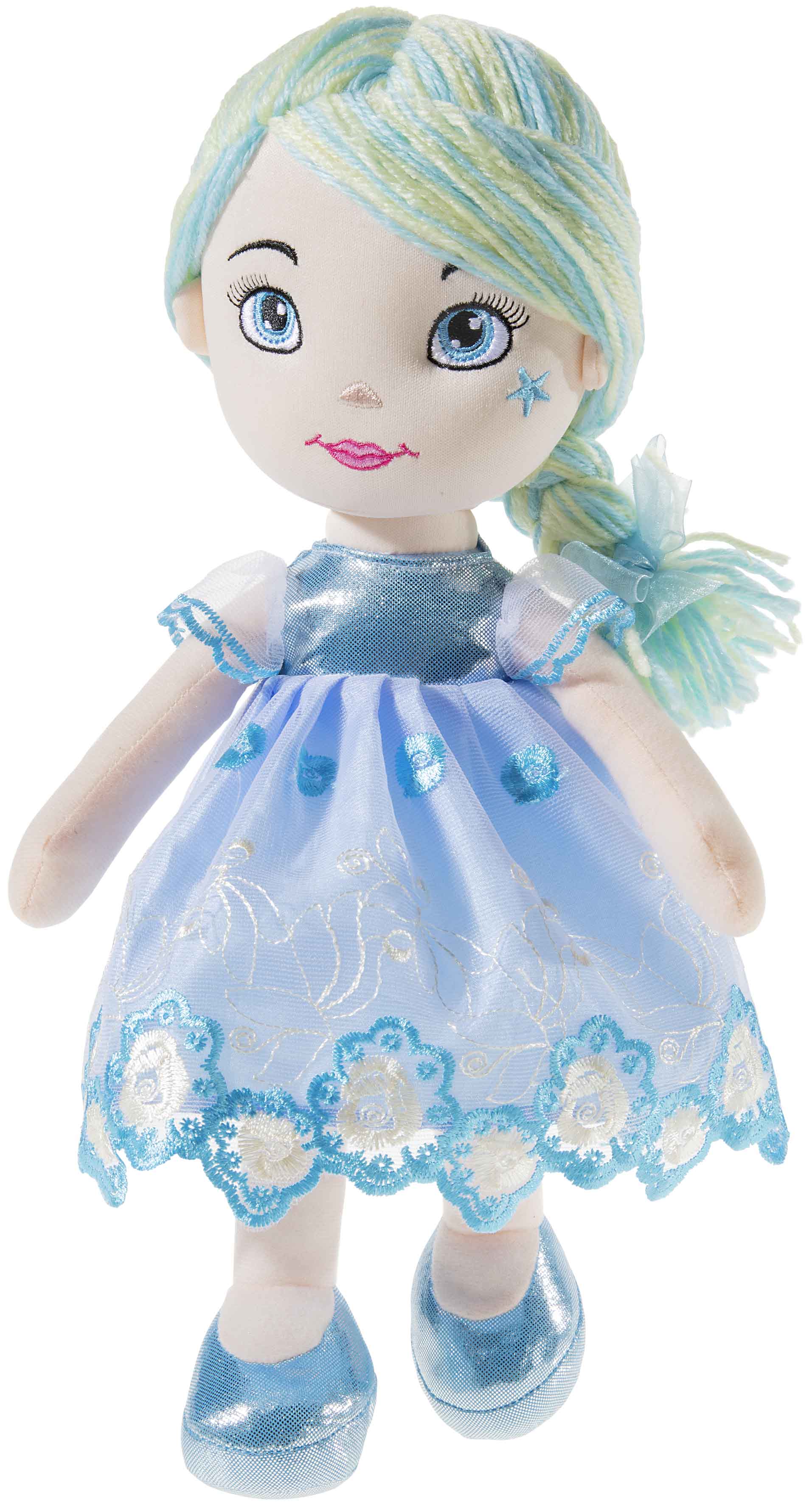 Heunec Bella-Azurri in 35cm aus der Bambola Dolce Serie mit blau-weißen Haaren