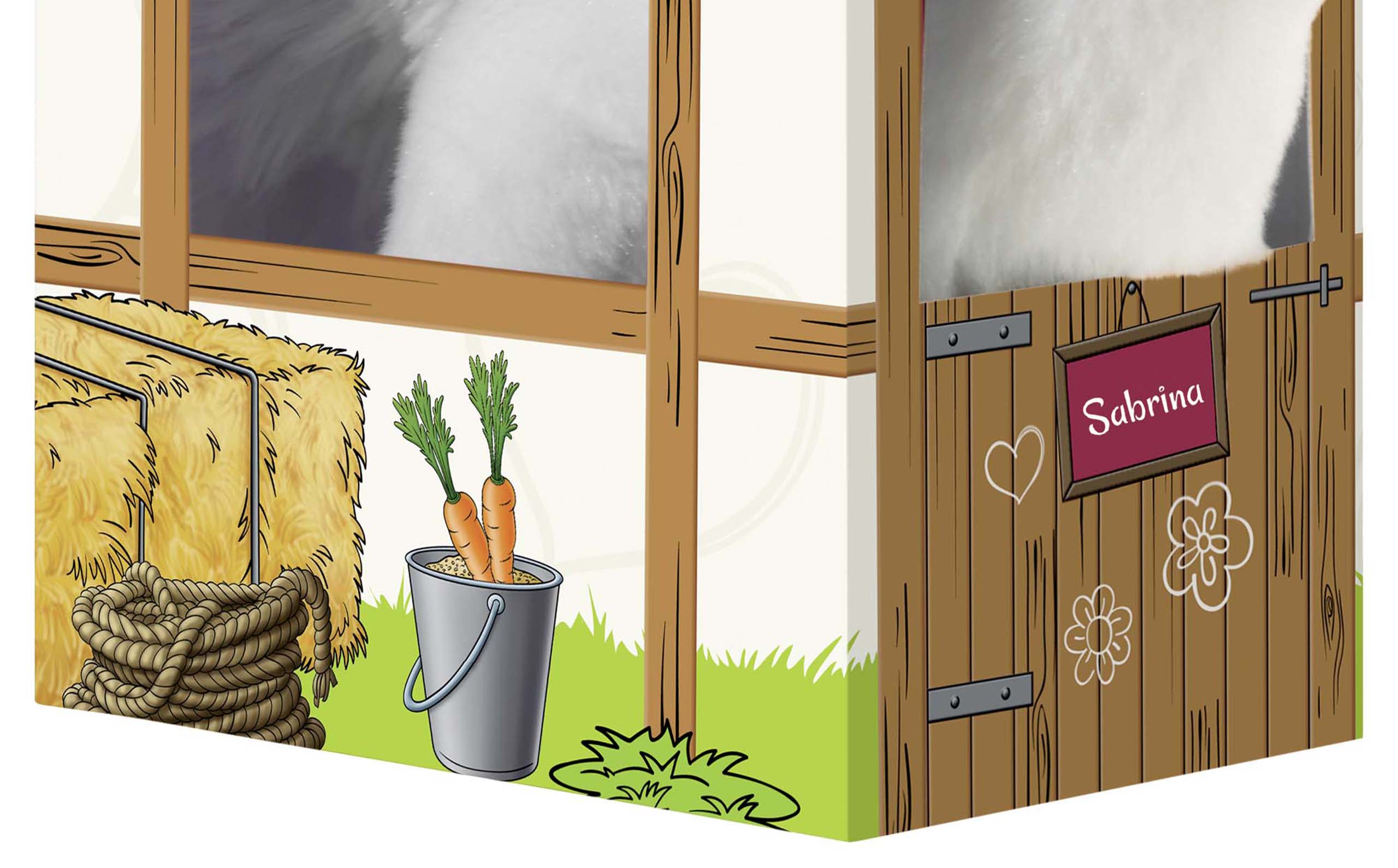 Bibi_Tina_Pferd_Sabrina_stehend_im_Stall_17cm_636873_2 Heunec Bibi und Tina Kuschelpferd im Stall - Detailbild Stall