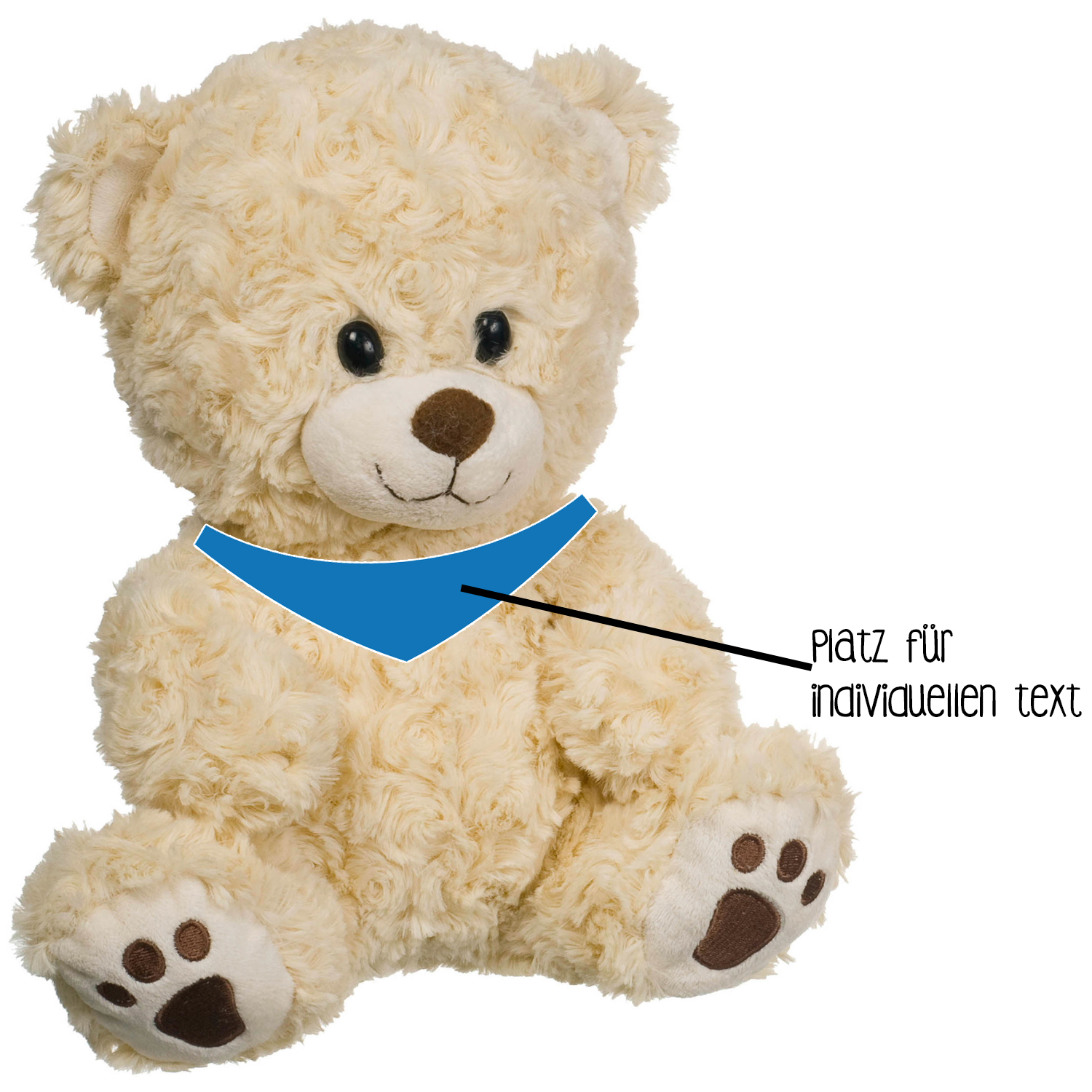 Bär beige mit Stickerei 24cm Bär beige mit Stickerei 24cm - Plüschbären aus Curly-Plüsch