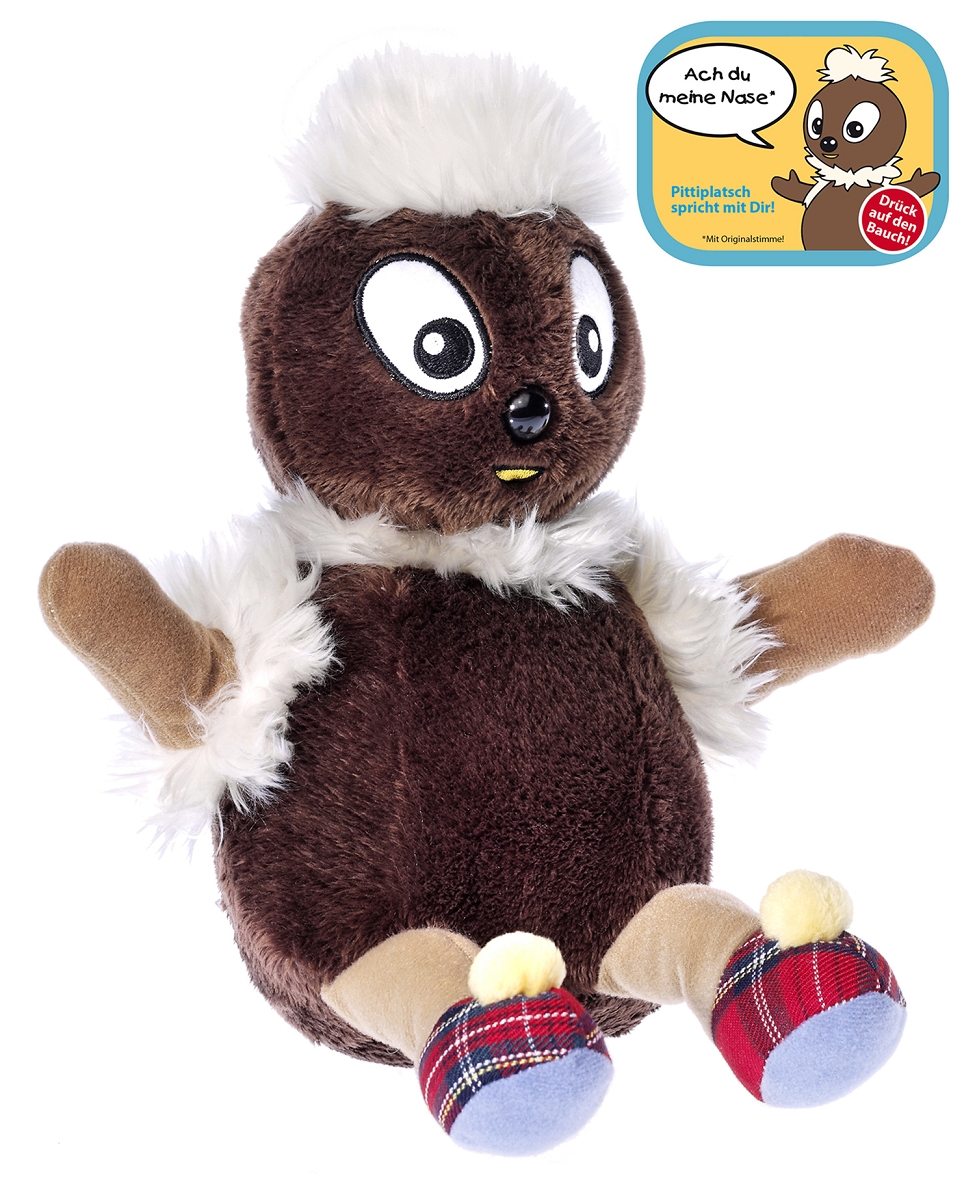 Heunec Pittiplatsch 30cm - Kuscheliger Pittiplatsch in braunem Softwool Plüsch mit Soundmodul 