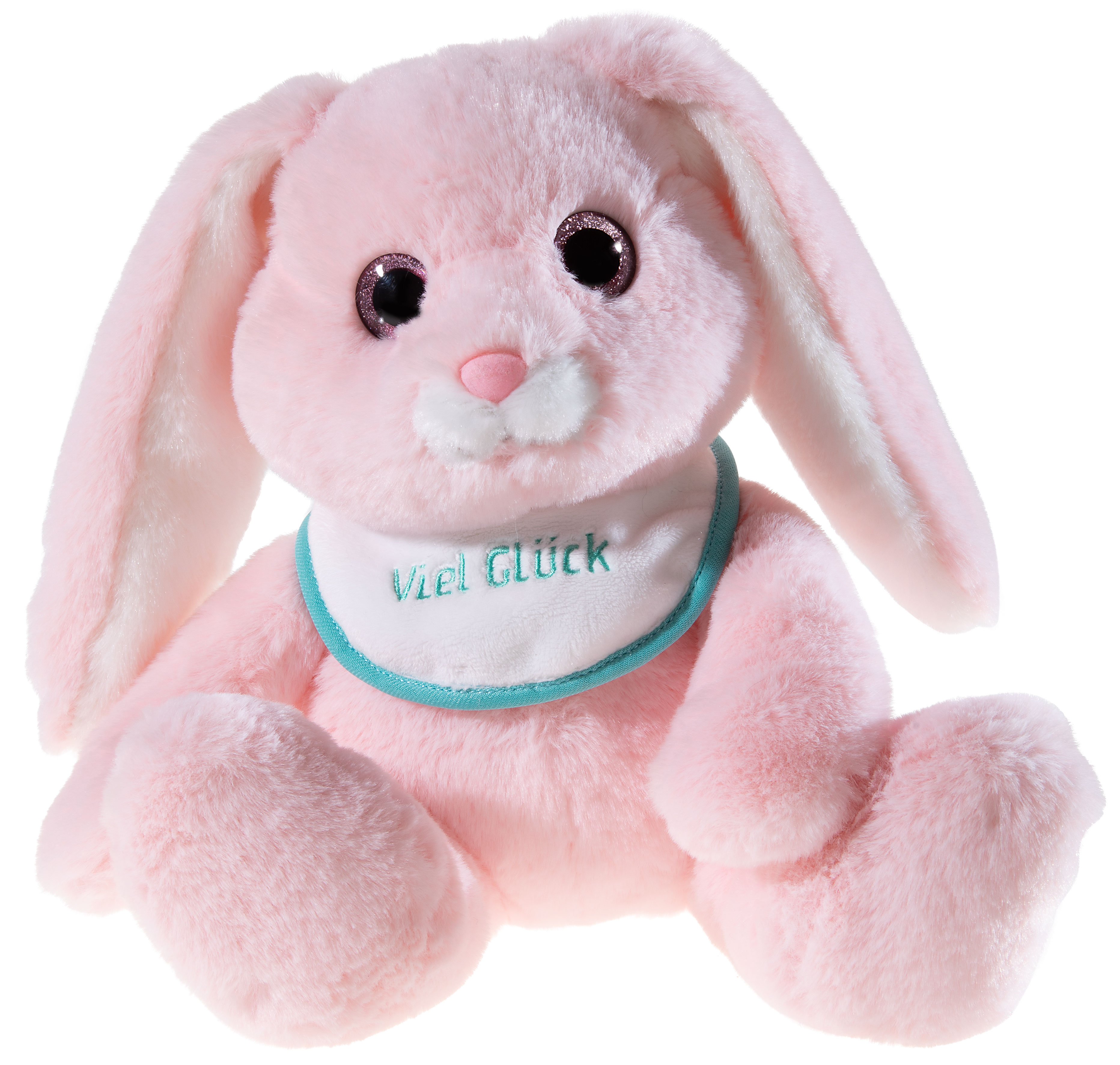 Hase Milchschnute rosa mit Lätzchen 25cm