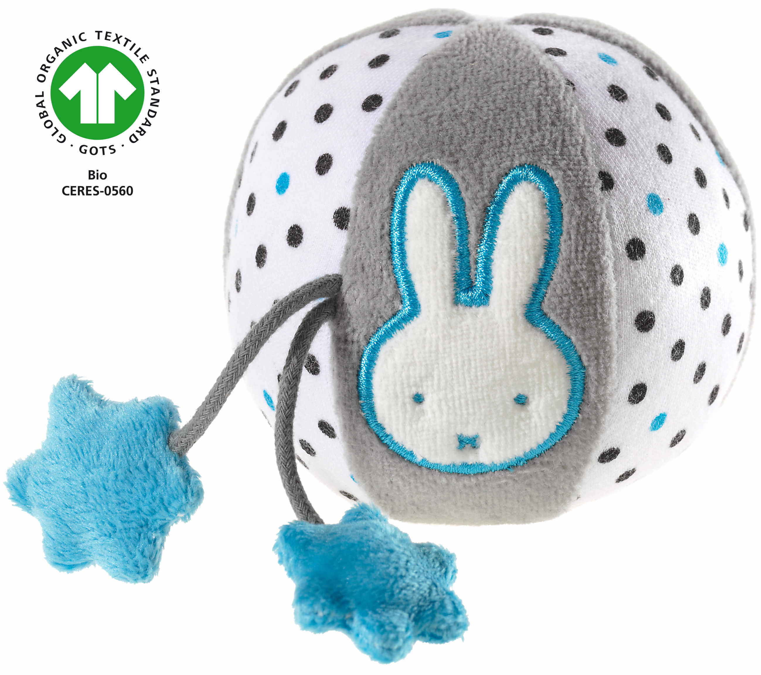 Heunec Miffy Ball in grau-weiß-türkis und natürlich GOTS zertifiziert