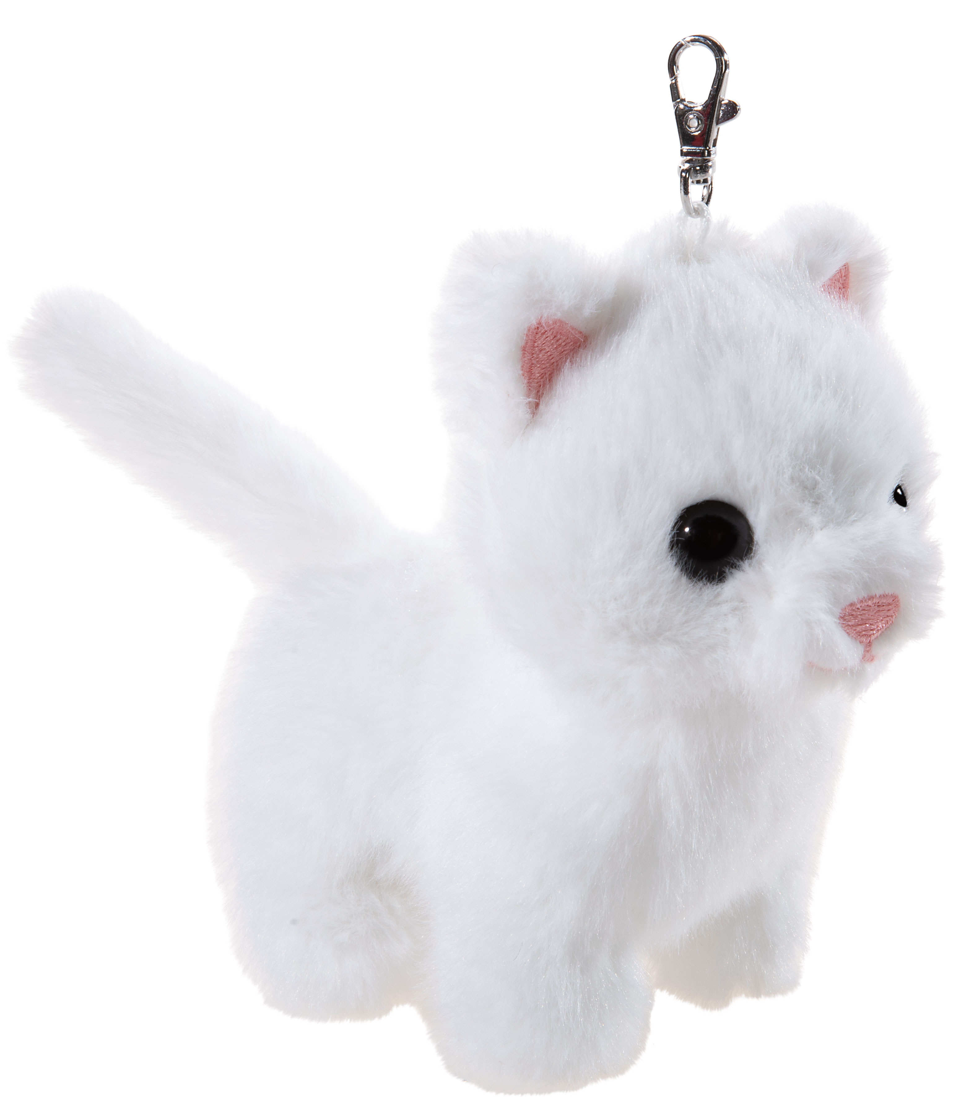 Katze Schlüsselanhänger weiß  11cm Heunec Katze Schlüsselanhänger 11cm - Plüsch-Schlüsselanhänger Katze in weißem Plüsch