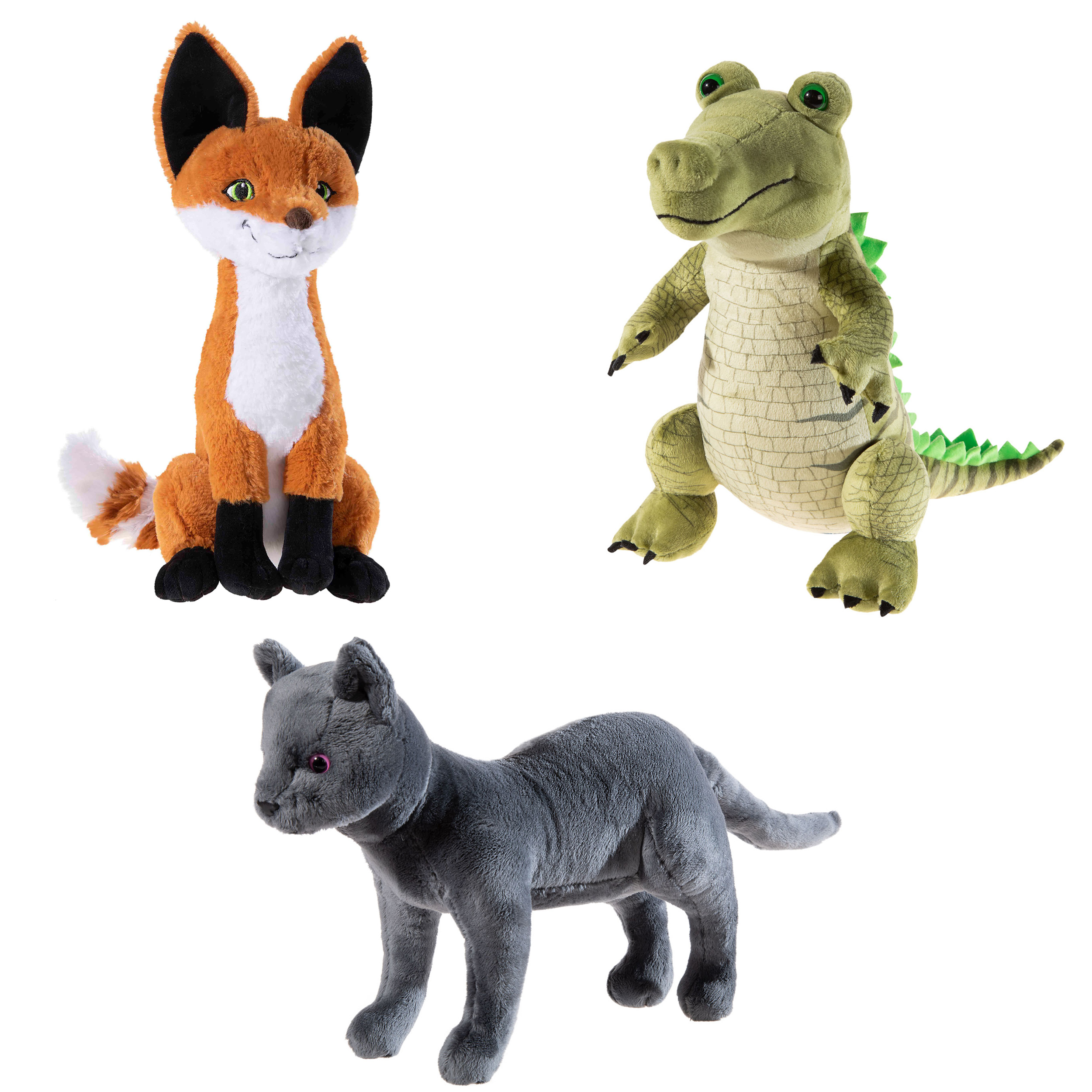 Die Schule der magischen Tiere 3er Plüschset Die Schule der magischen Tiere 3er Plüschset bestehend aus: Rabat - der schlaue Fuchs, Rick - das schüchterne Krokodil, Karajan - der elegante Kater
