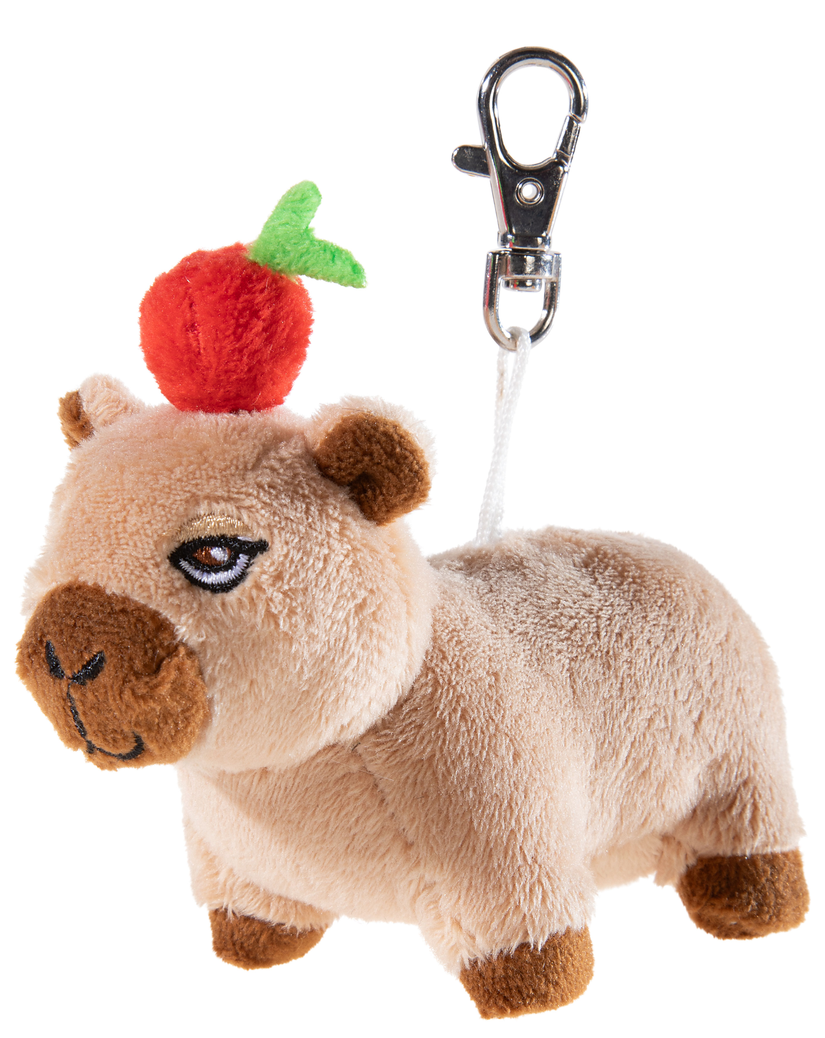 Capybara Schlüsselanhänger 12cm Heunec Capybara Schlüsselanhänger 12cm -  Plüsch Wasserschwein  aus  hellbraunem Plüsch mit einem  Apfel auf dem Kopf
