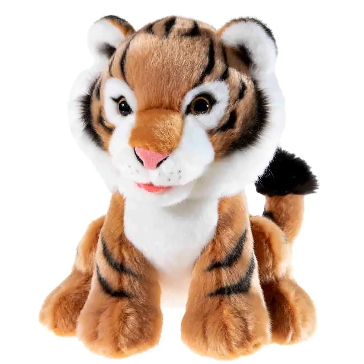 Heuenc Tiger 25cm - Plüschtiger in hellbraun mit schwarzen Streifen in sitzender Position aus der bedrohte Tiere Serie