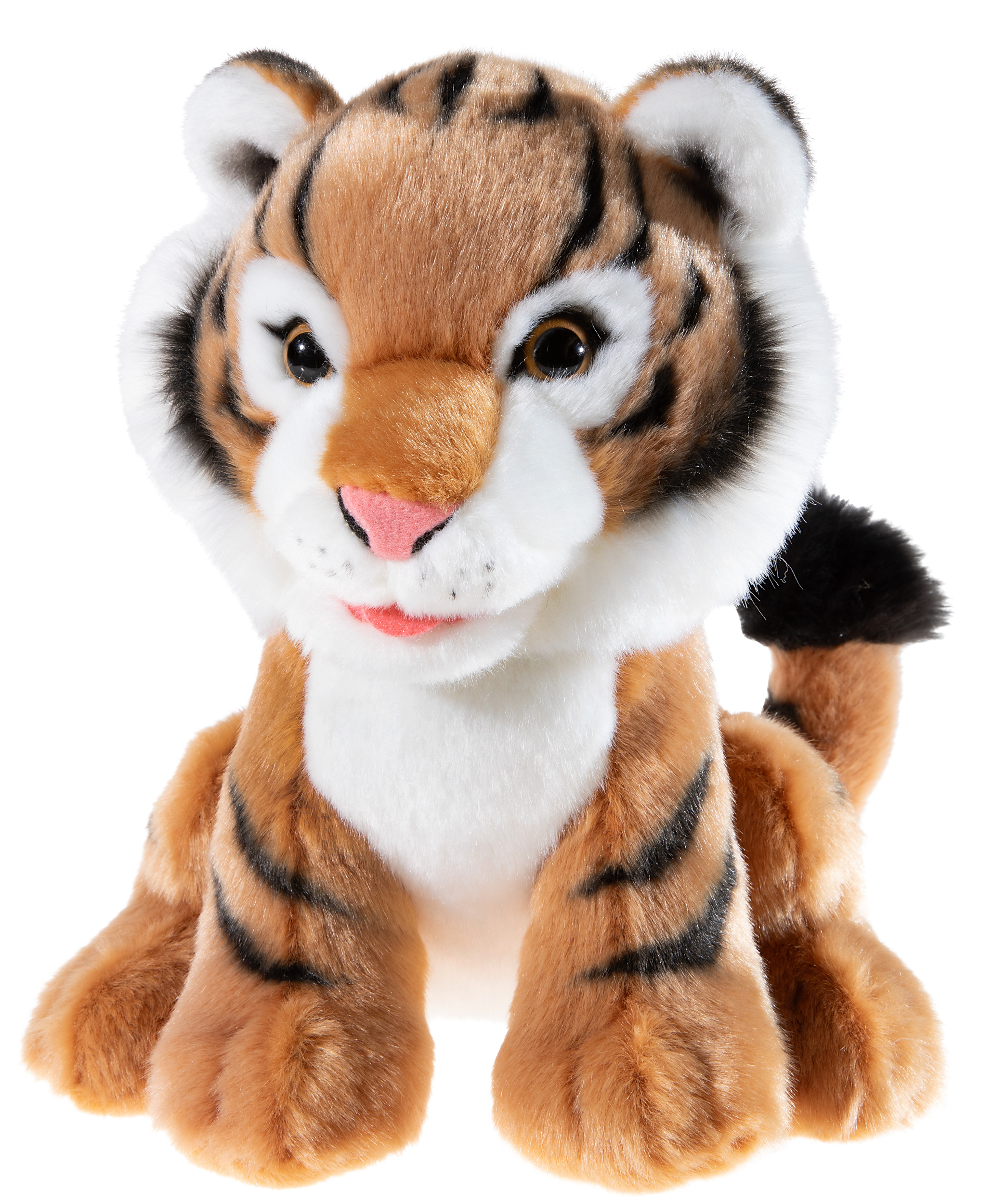 Tiger Bedrohte Tiere 25cm Heuenc Tiger 25cm - Plüschtiger in hellbraun mit schwarzen Streifen in sitzender Position aus der bedrohte Tiere Serie