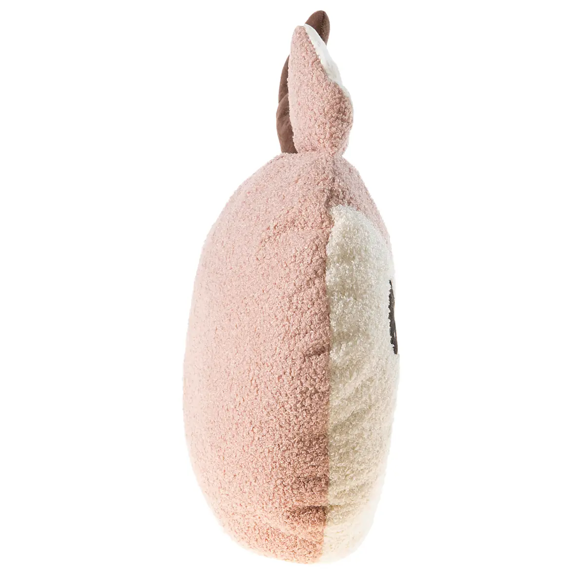 Rehkitz Kuschelkissen XMAS 42 cm Seitenansicht in Rosa und Beige - Seitliche Ansicht