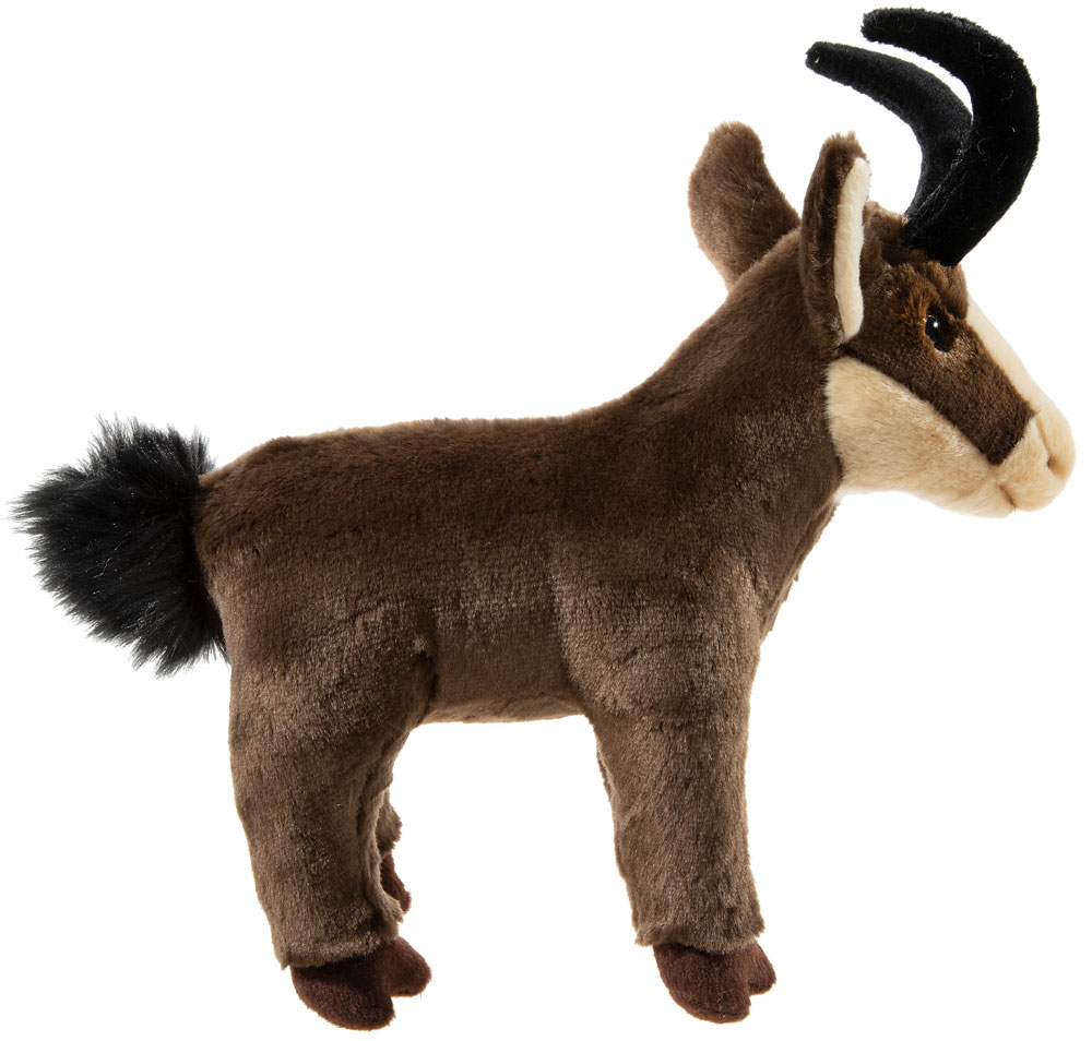 Plüschspielzeug Antilope aus weichem Material Braune Plüschantilope mit schwarzen Hörnern und flauschigem Schwanz