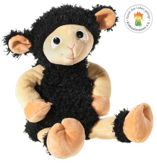 Heunec Blacky Moonlight als Handspielpuppe - das schwarze Schaf mit hellen Beinen und der Freund von Wolly Shunshine.