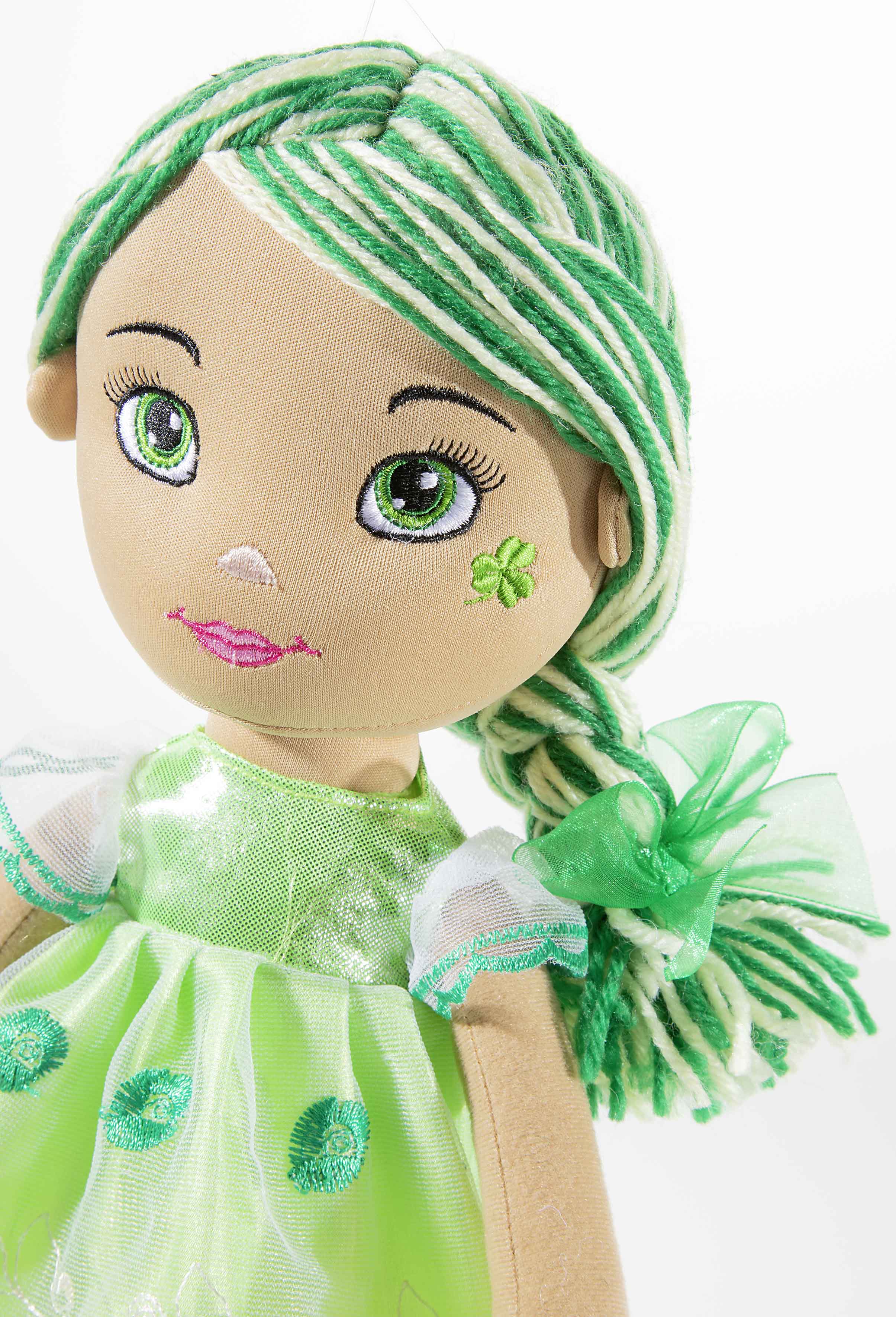 Heunec Bella-Verdi in 35cm aus der Bambola Dolce Serie mit grün-weißen Haaren Kopf