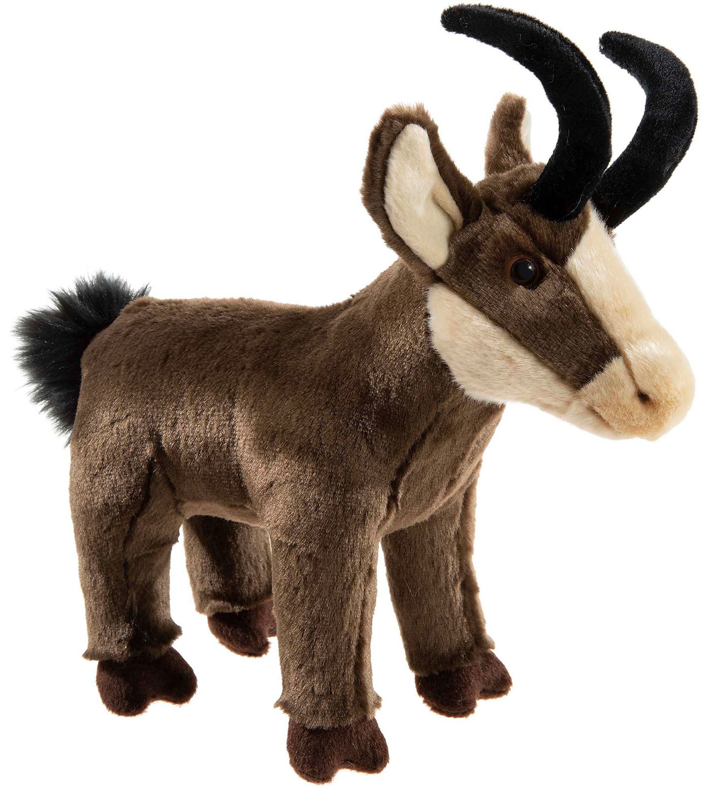 Plüsch-Antilope Spielzeug für Kinder Plüsch-Antilope mit weichem braunem Fell und schwarzen Hörnern, geeignet als Kuscheltier für Kinder