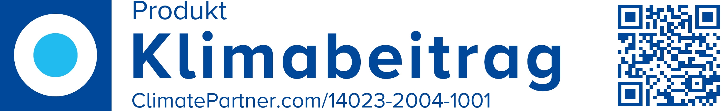 Produkt Klimabeitrag - ClimatePartner QR-Code Logo von ClimatePartner mit Klimabeitrag und QR-Code